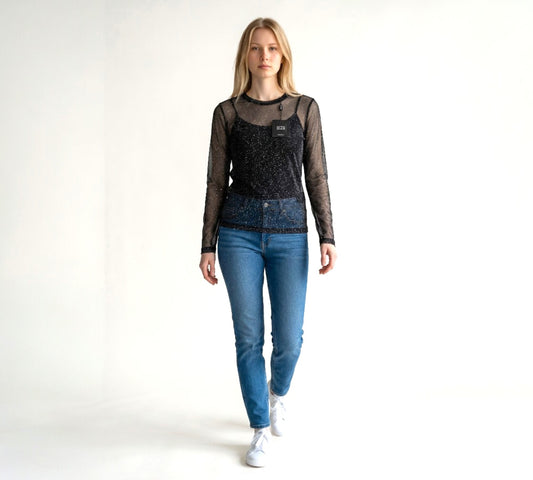 Bize Sparkle Mesh Top - Above the Crowd Boutique