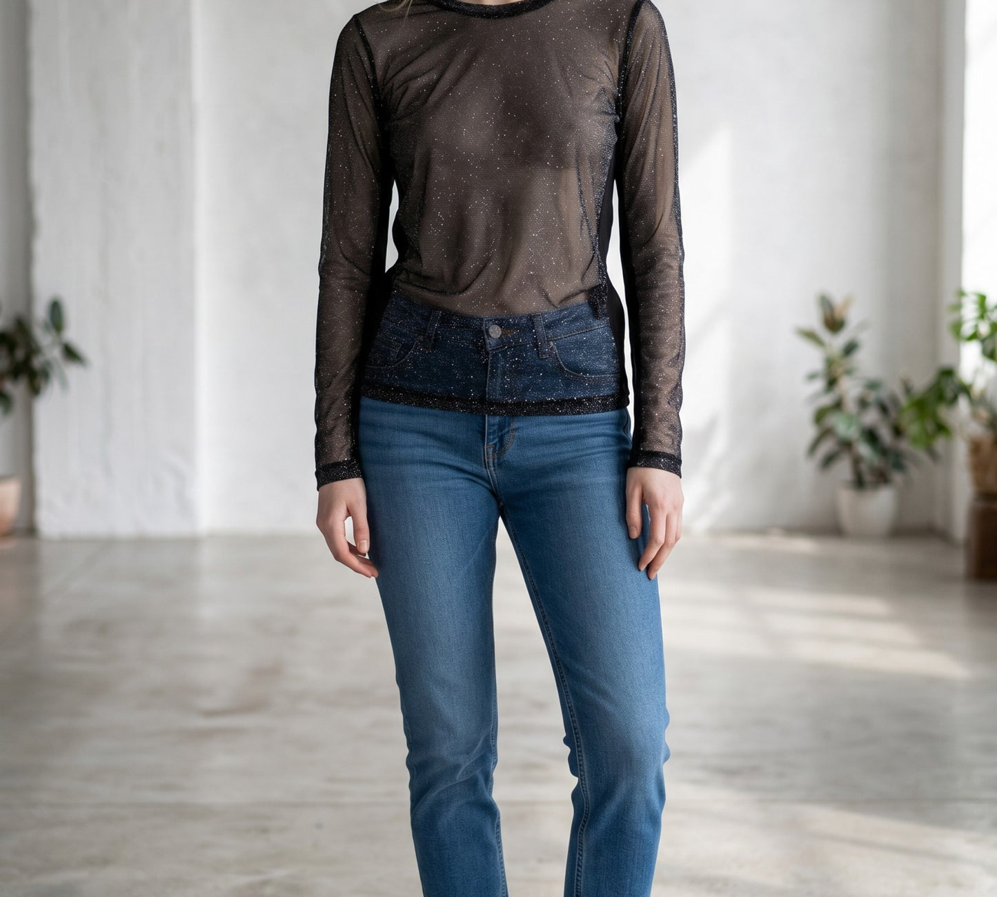 Bize Sparkle Mesh Top - Above the Crowd Boutique