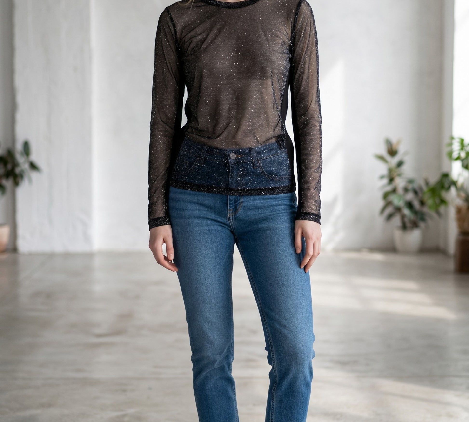 Bize Sparkle Mesh Top - Above the Crowd Boutique