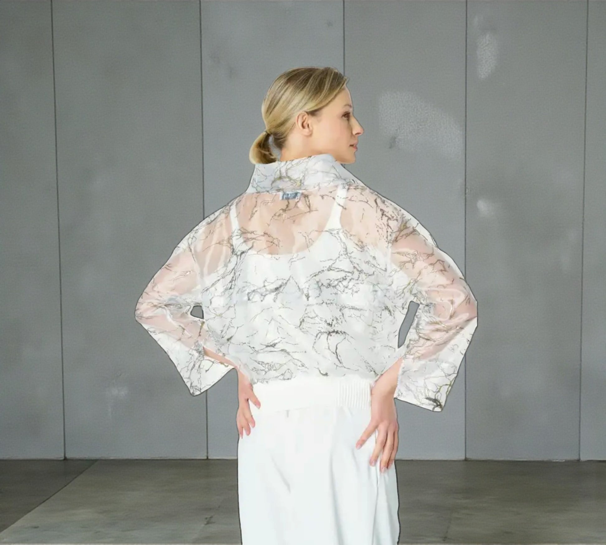 Bize Sheer Marble Print Zip Top – Modern Statement Layer- Above the Crowd Boutique