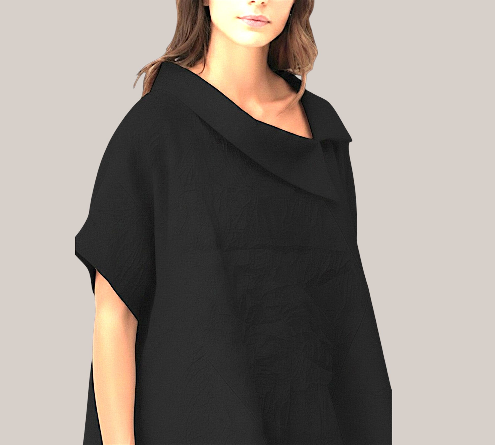 Bize Asymmetric Crinkle Blouse - Above the Crowd Boutique