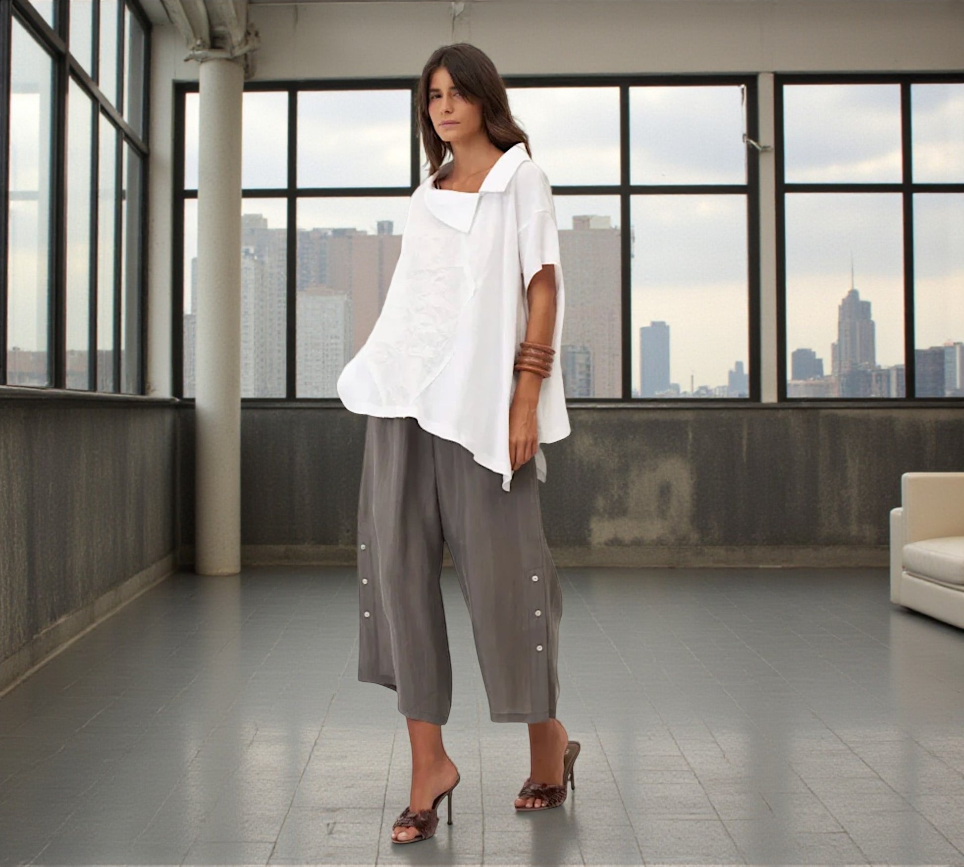 Bize Asymmetric Crinkle Blouse - Above the Crowd Boutique