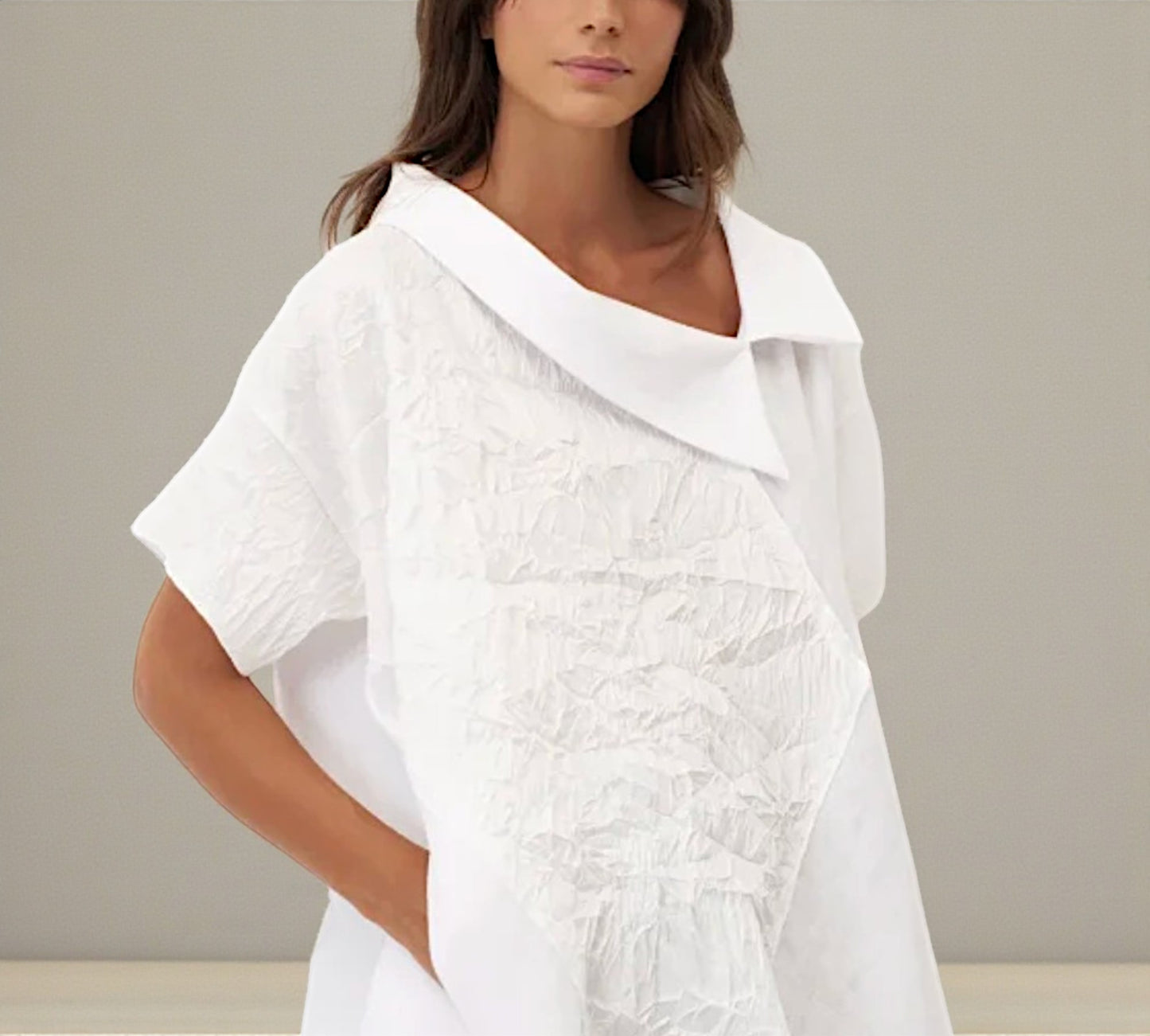 Bize Asymmetric Crinkle Blouse - Above the Crowd Boutique