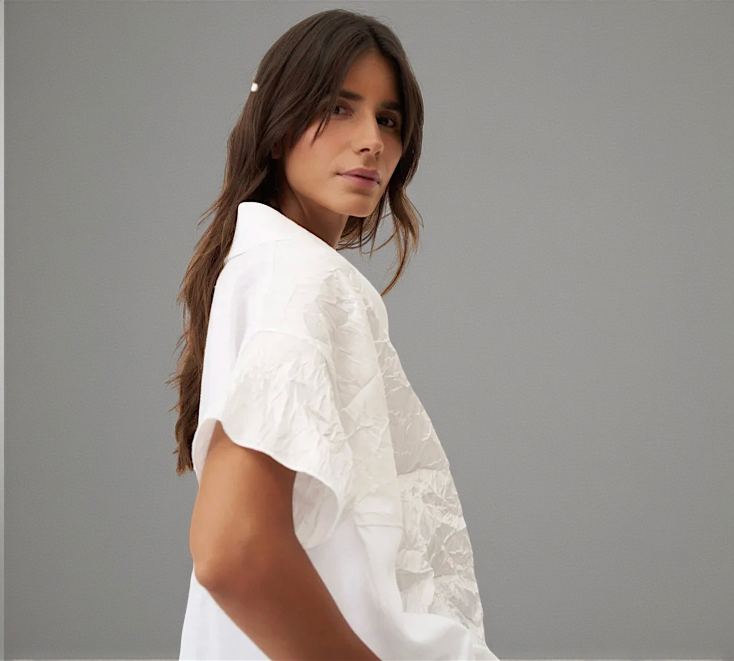 Bize Asymmetric Crinkle Blouse - Above the Crowd Boutique