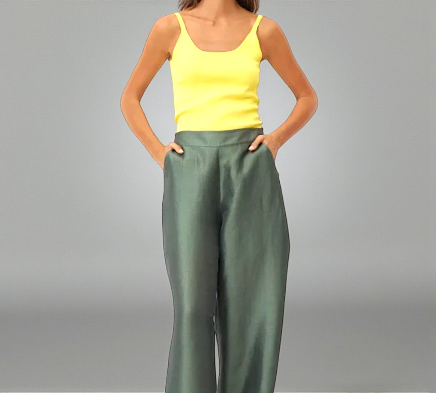 Bize Satin-Effect Wide-Leg Pants – Deep Olive - Above the Crowd Boutique