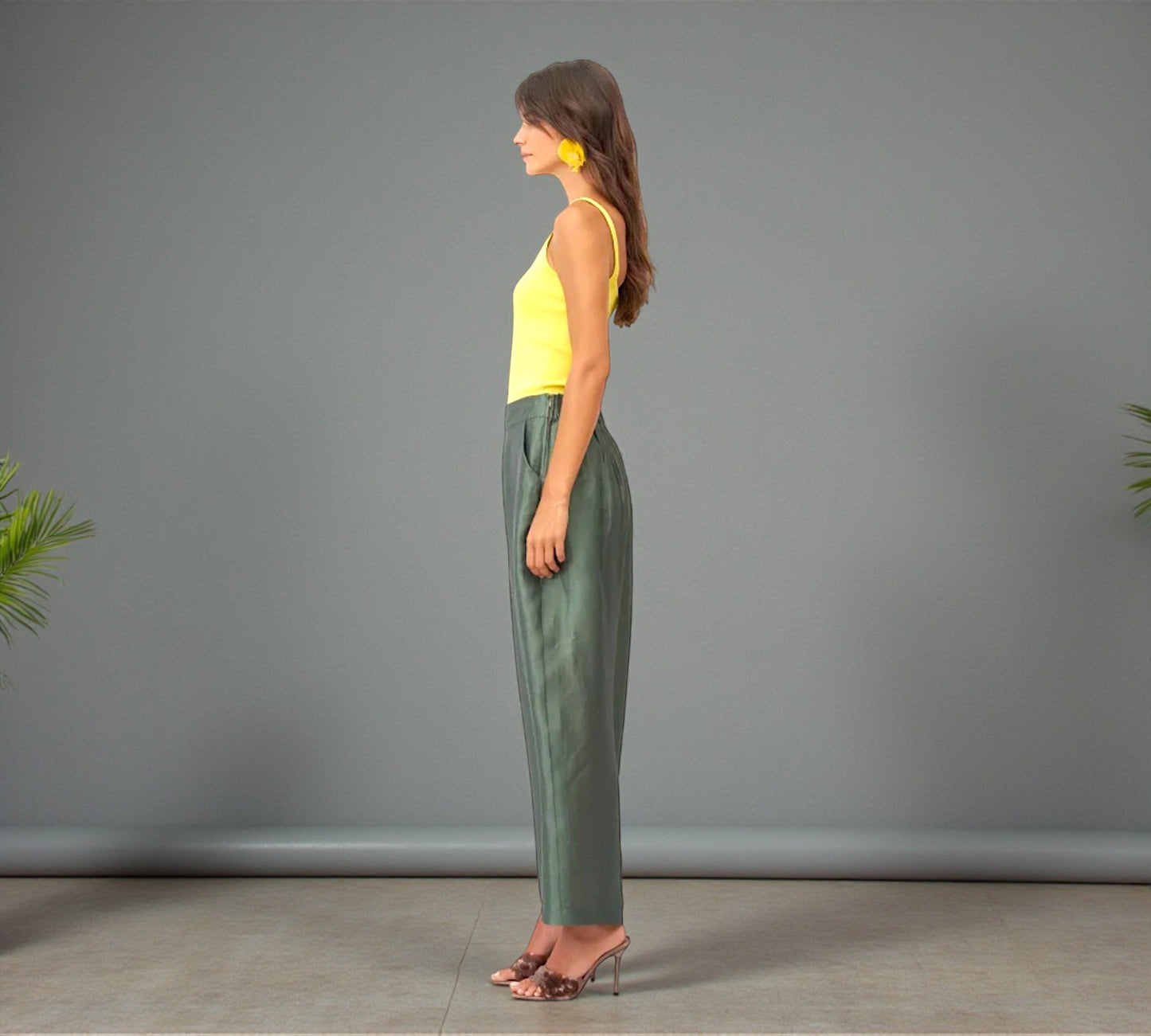 Bize Satin-Effect Wide-Leg Pants – Deep Olive - Above the Crowd Boutique