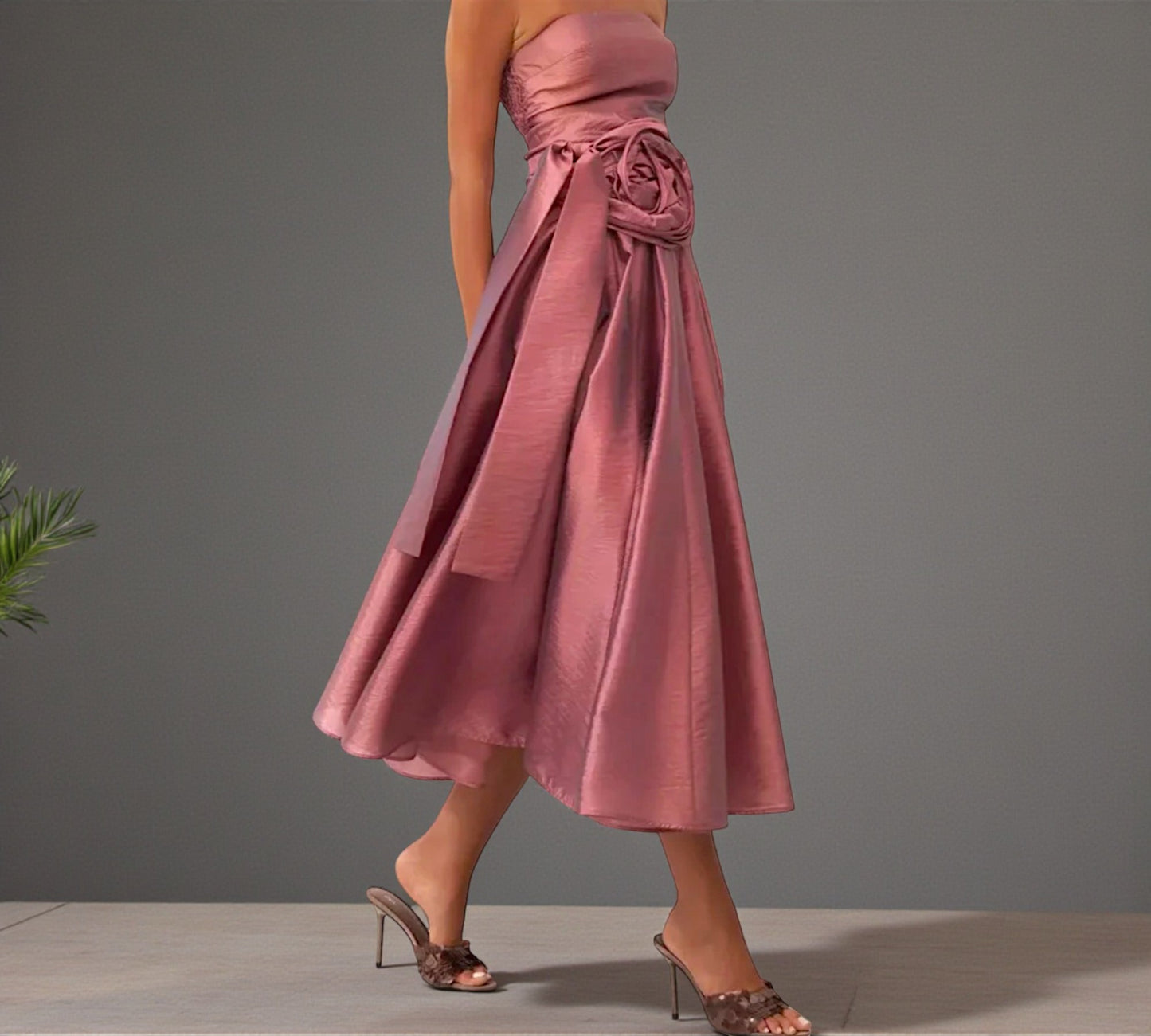 Bize High-Waist Rosette Midi Skirt - Above the Crowd Boutique
