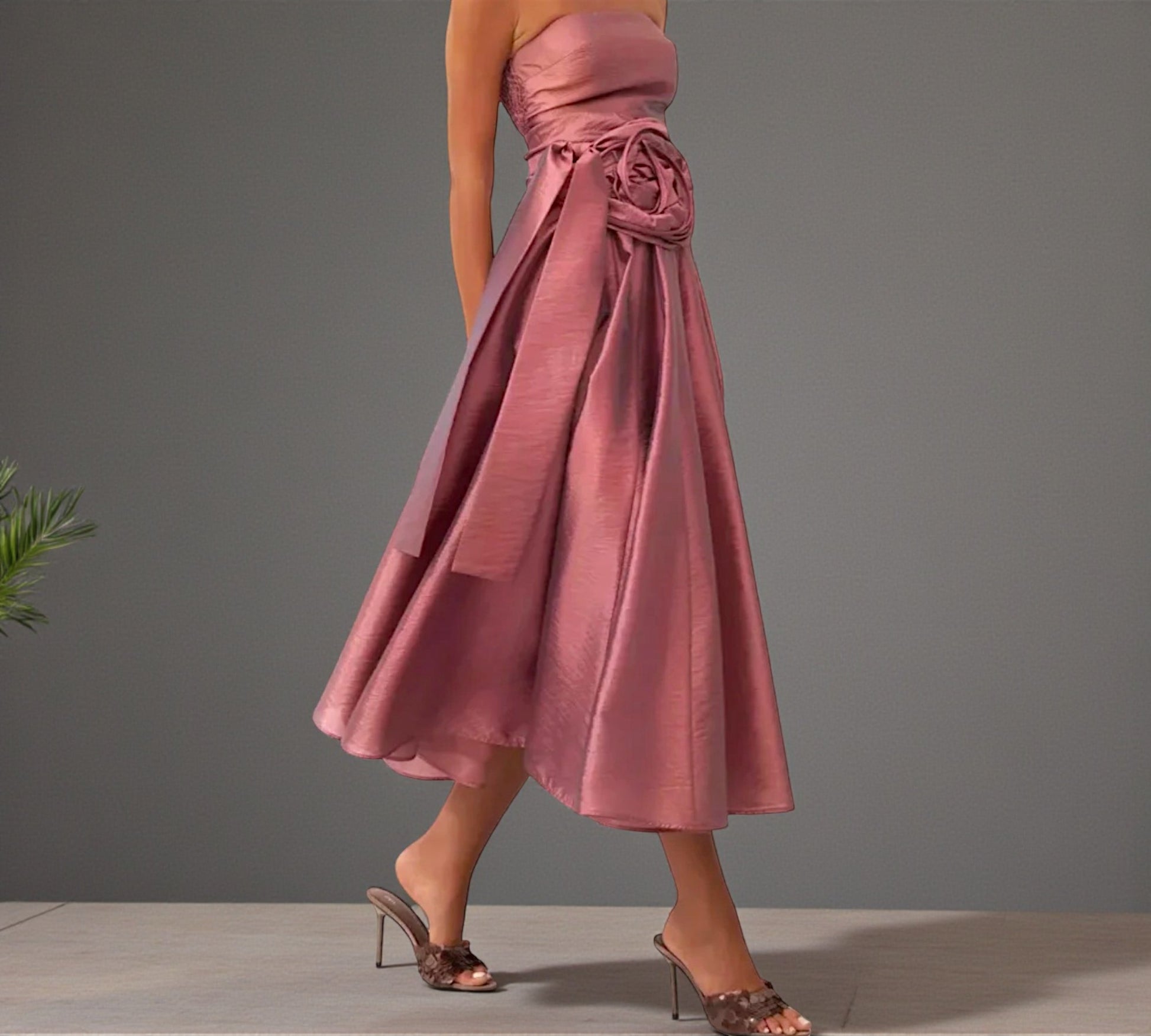 Bize High-Waist Rosette Midi Skirt - Above the Crowd Boutique