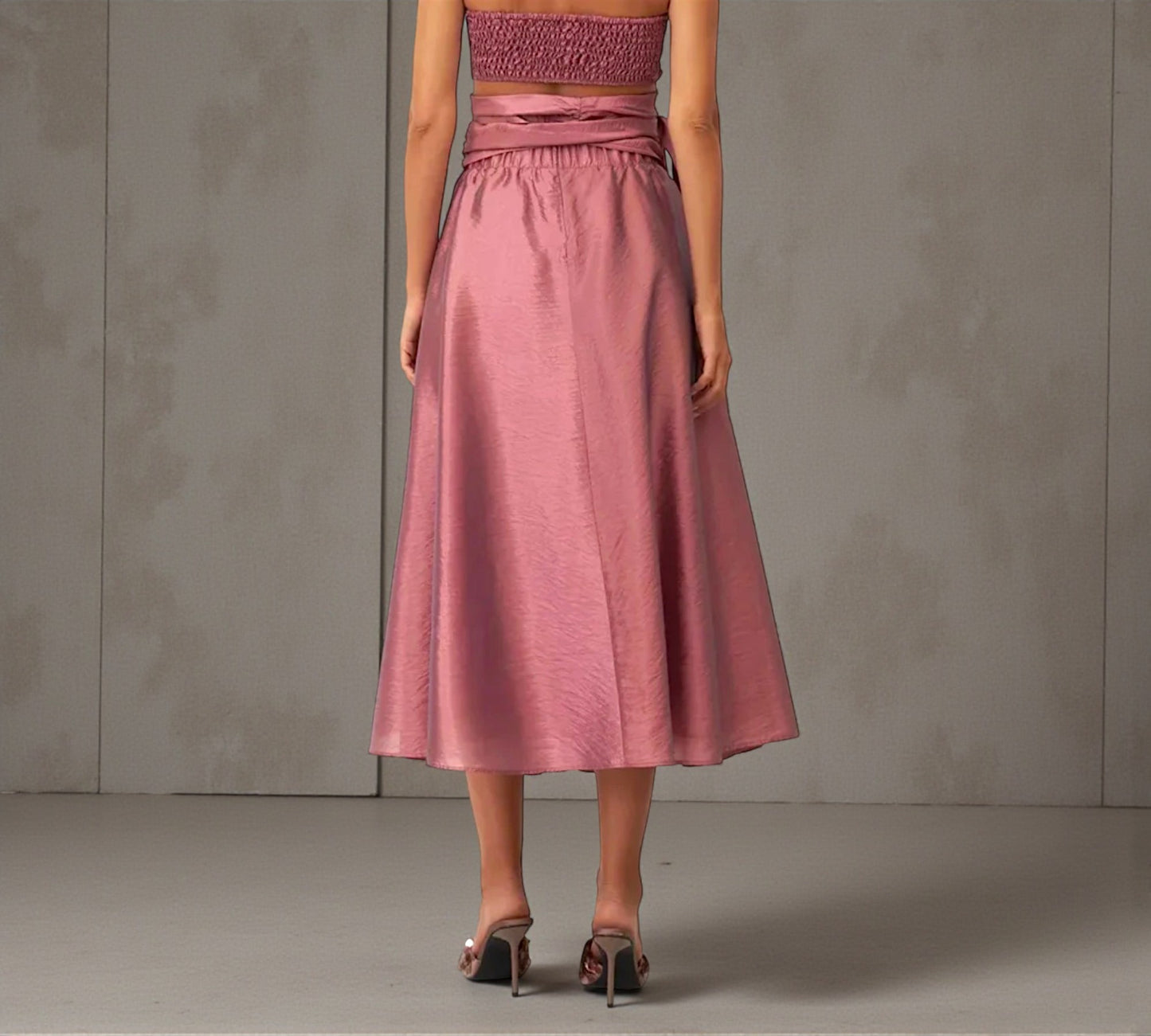 Bize High-Waist Rosette Midi Skirt - Above the Crowd Boutique