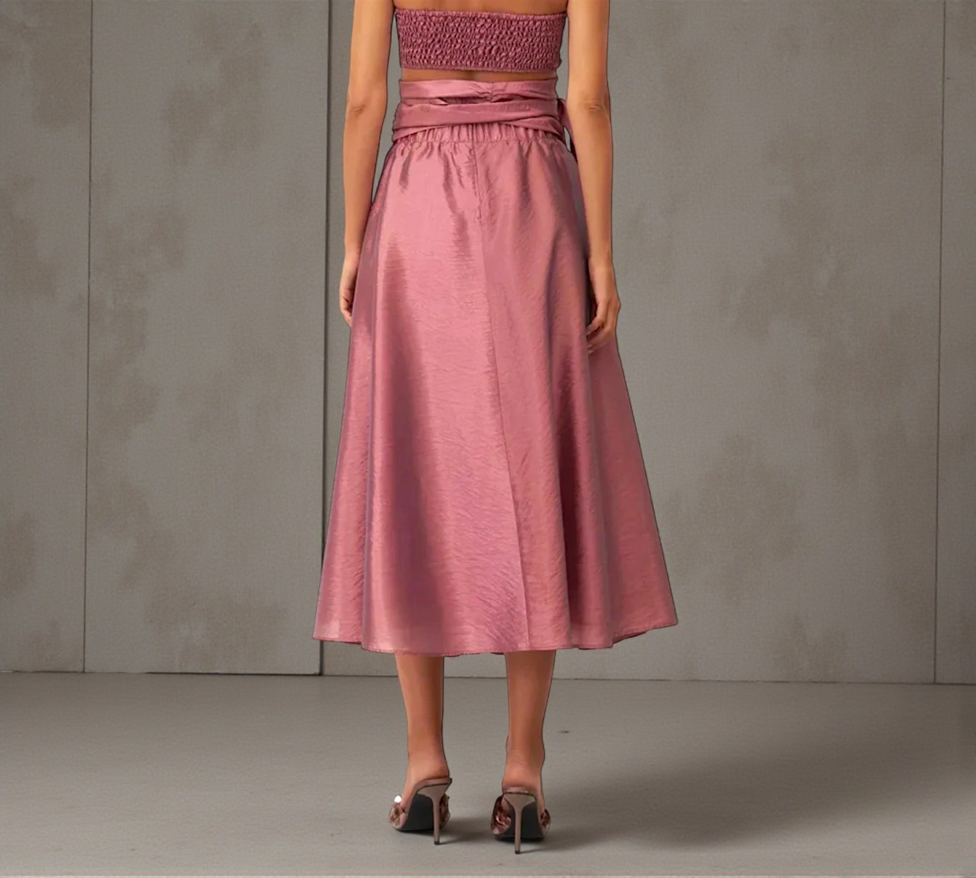 Bize High-Waist Rosette Midi Skirt - Above the Crowd Boutique