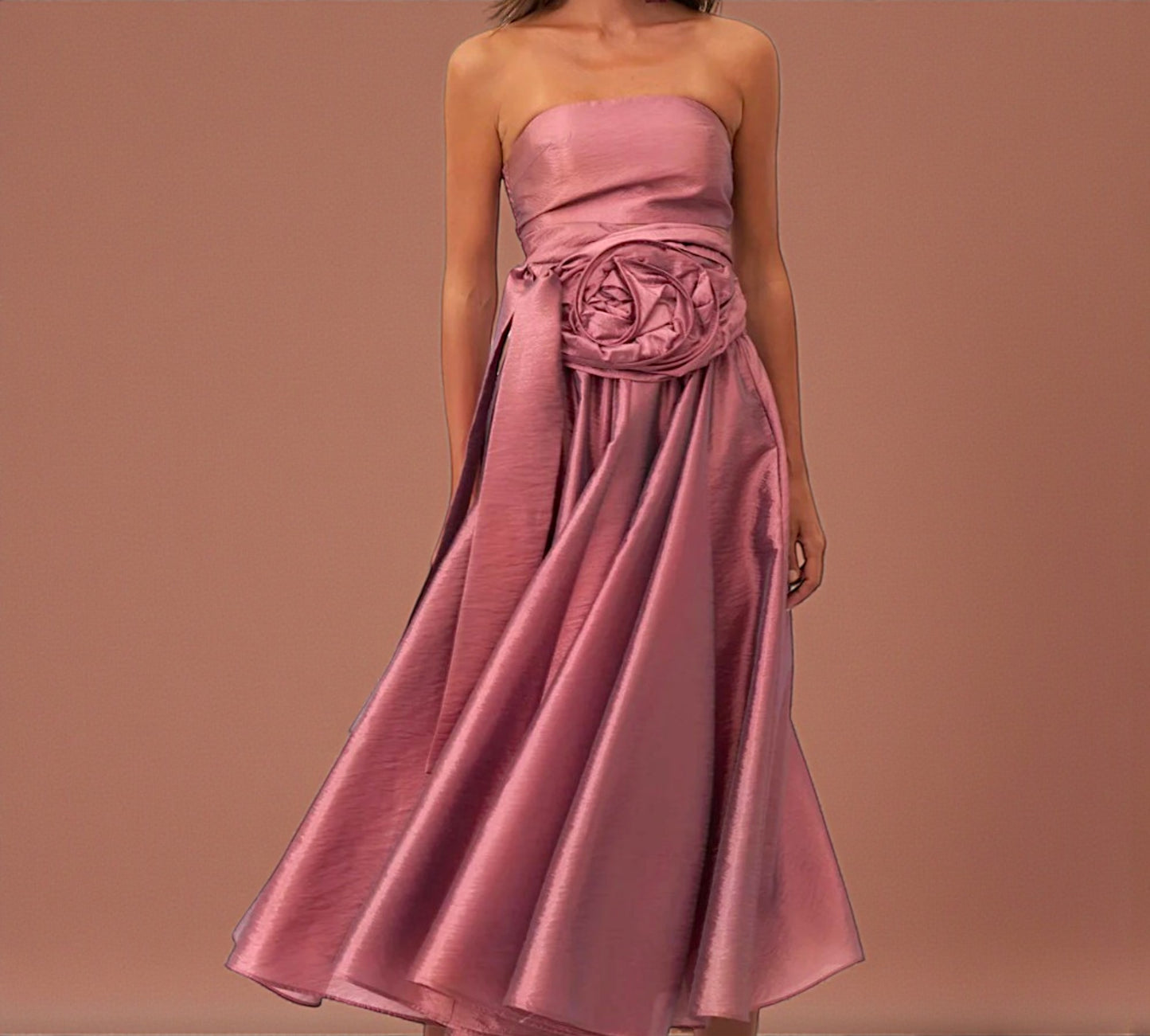 Bize High-Waist Rosette Midi Skirt - Above the Crowd Boutique