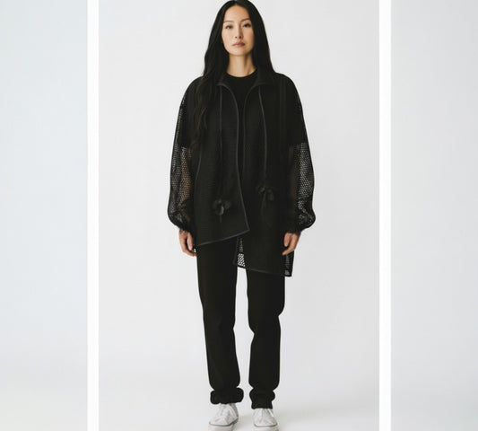 Bize Black Mesh Statement Jacket - Above the Crowd Butique