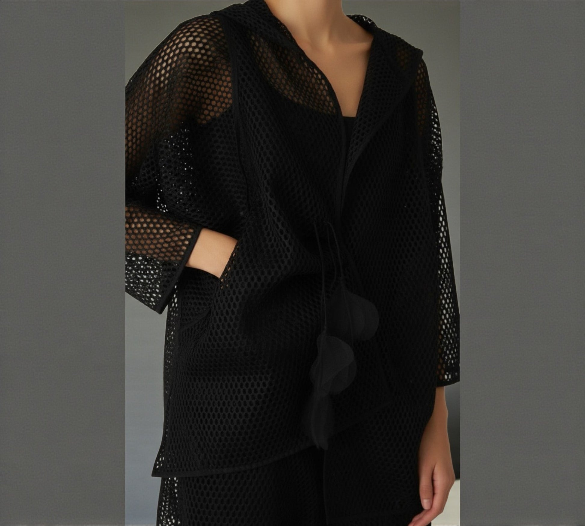Bize Black Mesh Statement Jacket - Above the Crowd Butique