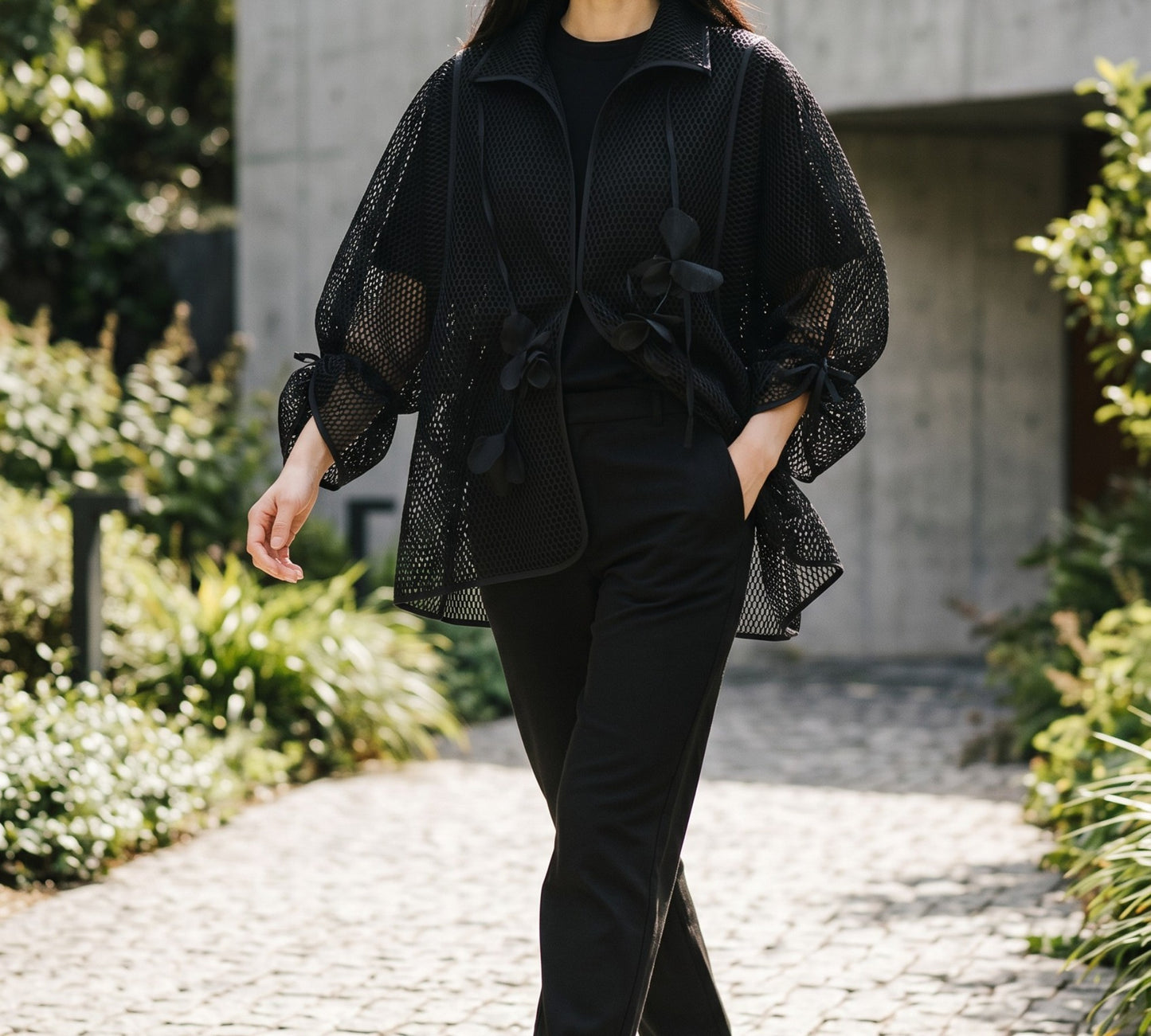 Bize Black Mesh Statement Jacket - Above the Crowd Butique