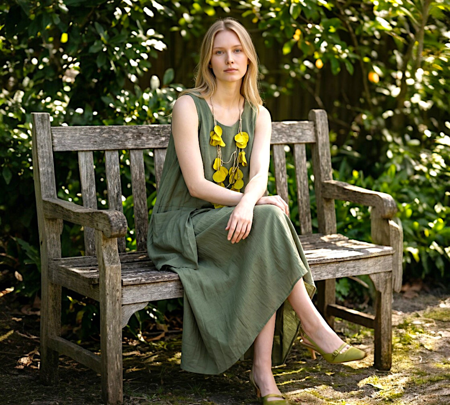 Bize Sleeveless Olive Maxi Dress with Statement Pockets - Above the Crowd Boutique