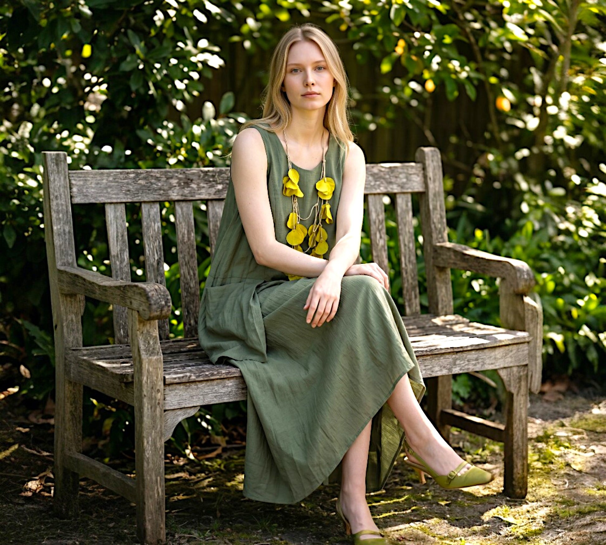 Bize Sleeveless Olive Maxi Dress with Statement Pockets - Above the Crowd Boutique