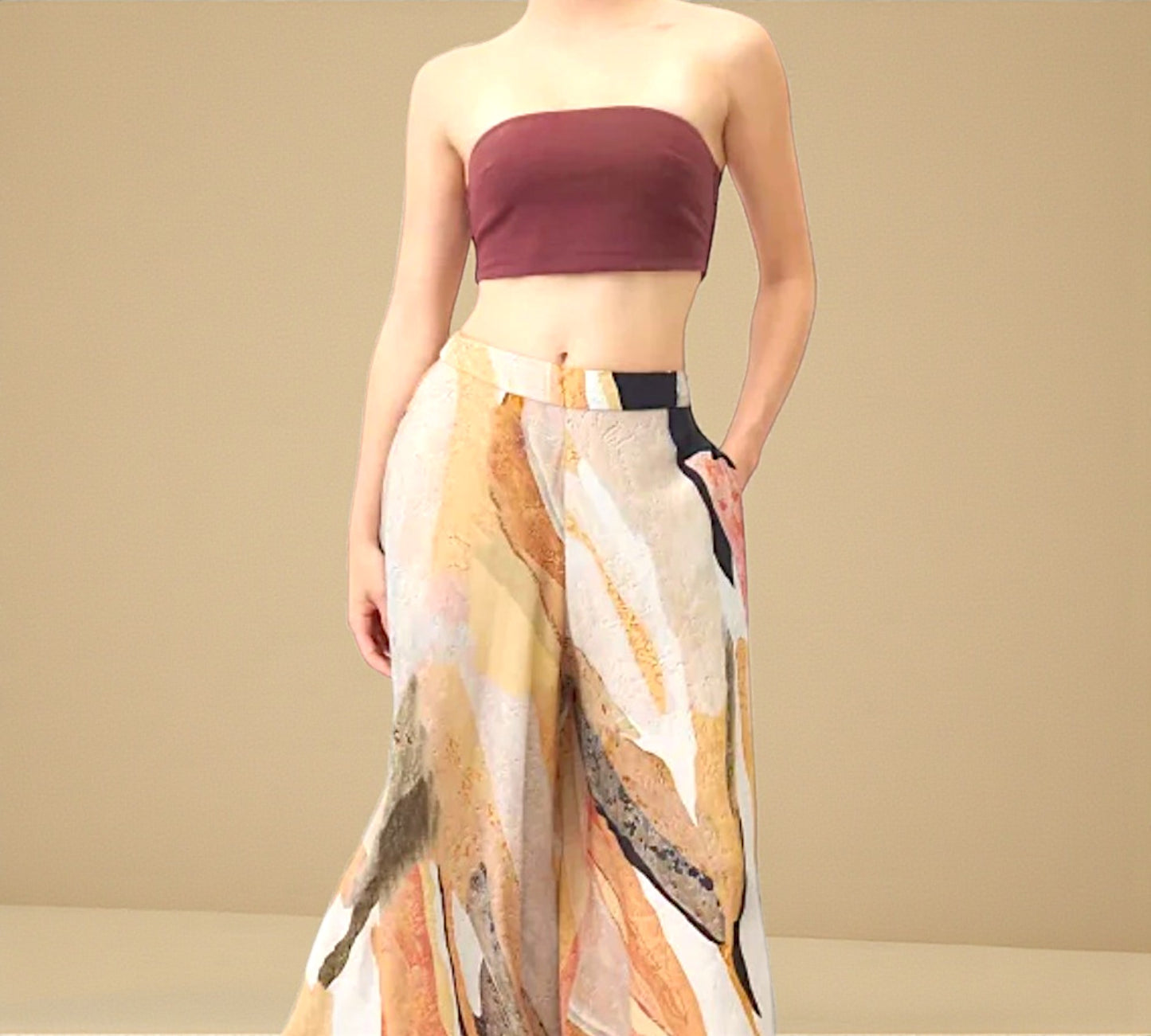 Bize Abstract Print Wide-Leg Cropped Pants - Above the Crowd Boutique