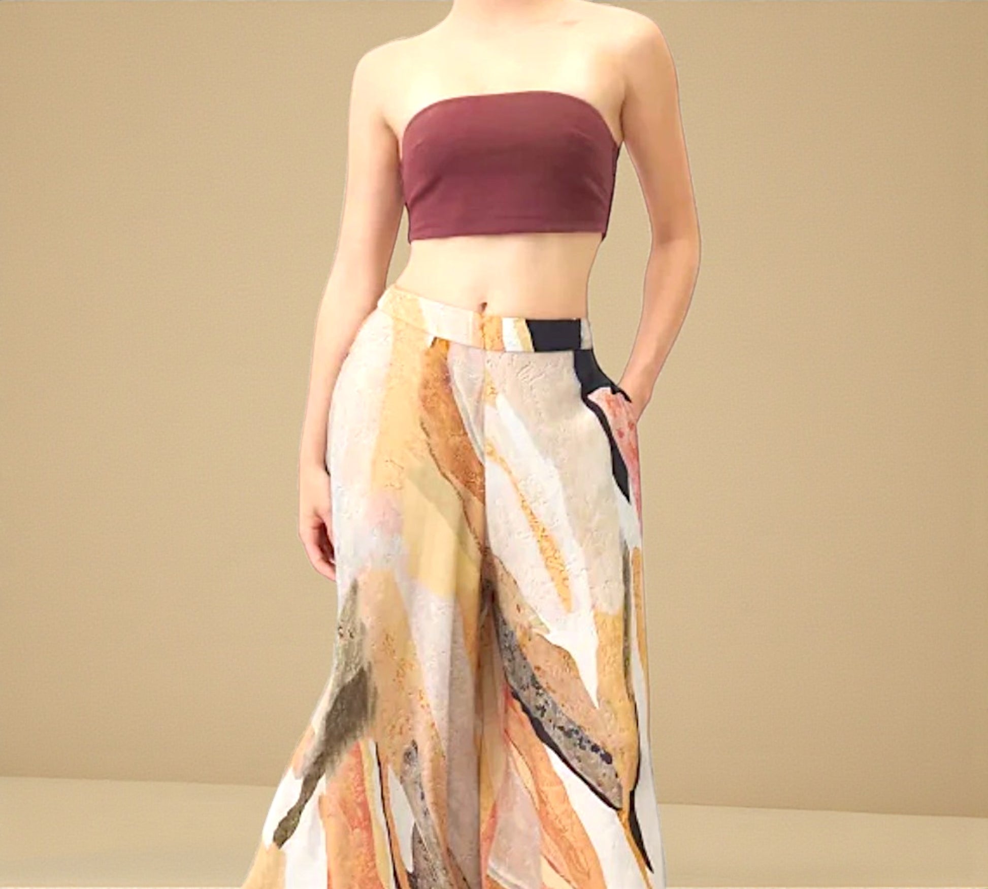 Bize Abstract Print Wide-Leg Cropped Pants - Above the Crowd Boutique