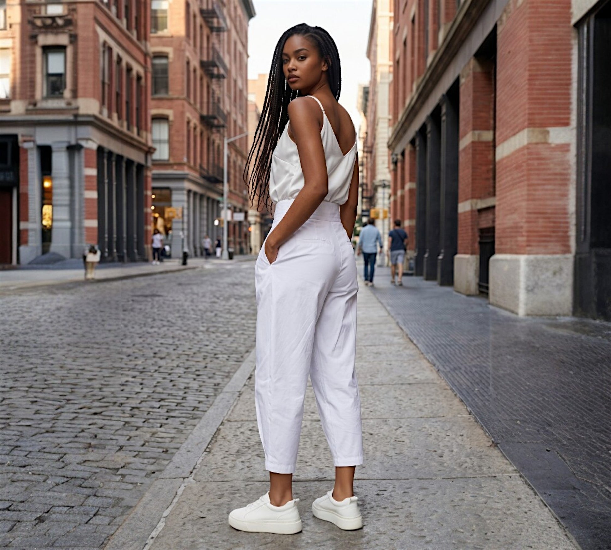 Bize High-Waisted Slim Tapered Pants-Above the Crowd Boutique