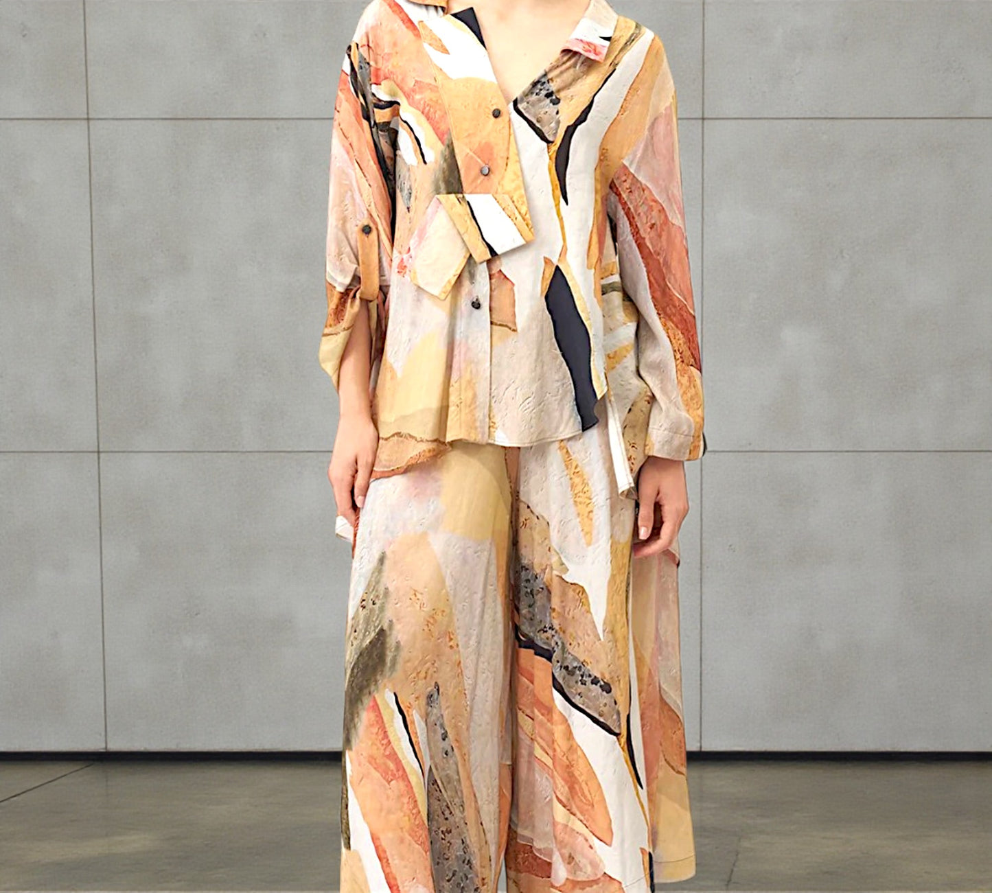 Bize Abstract Print Button-Down Shirt - Above the Crowd Boutique