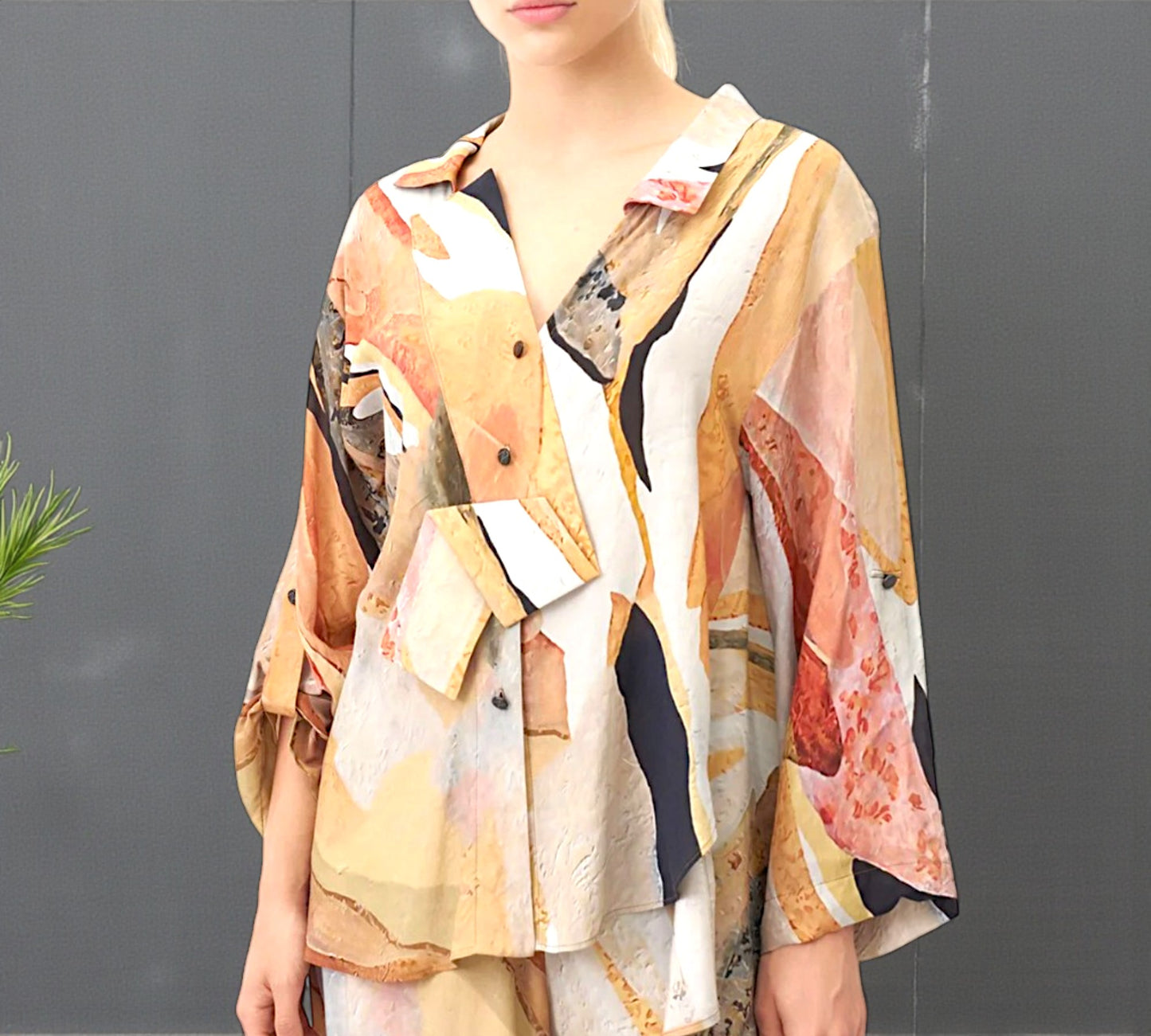 Bize Abstract Print Button-Down Shirt - Above the Crowd Boutique