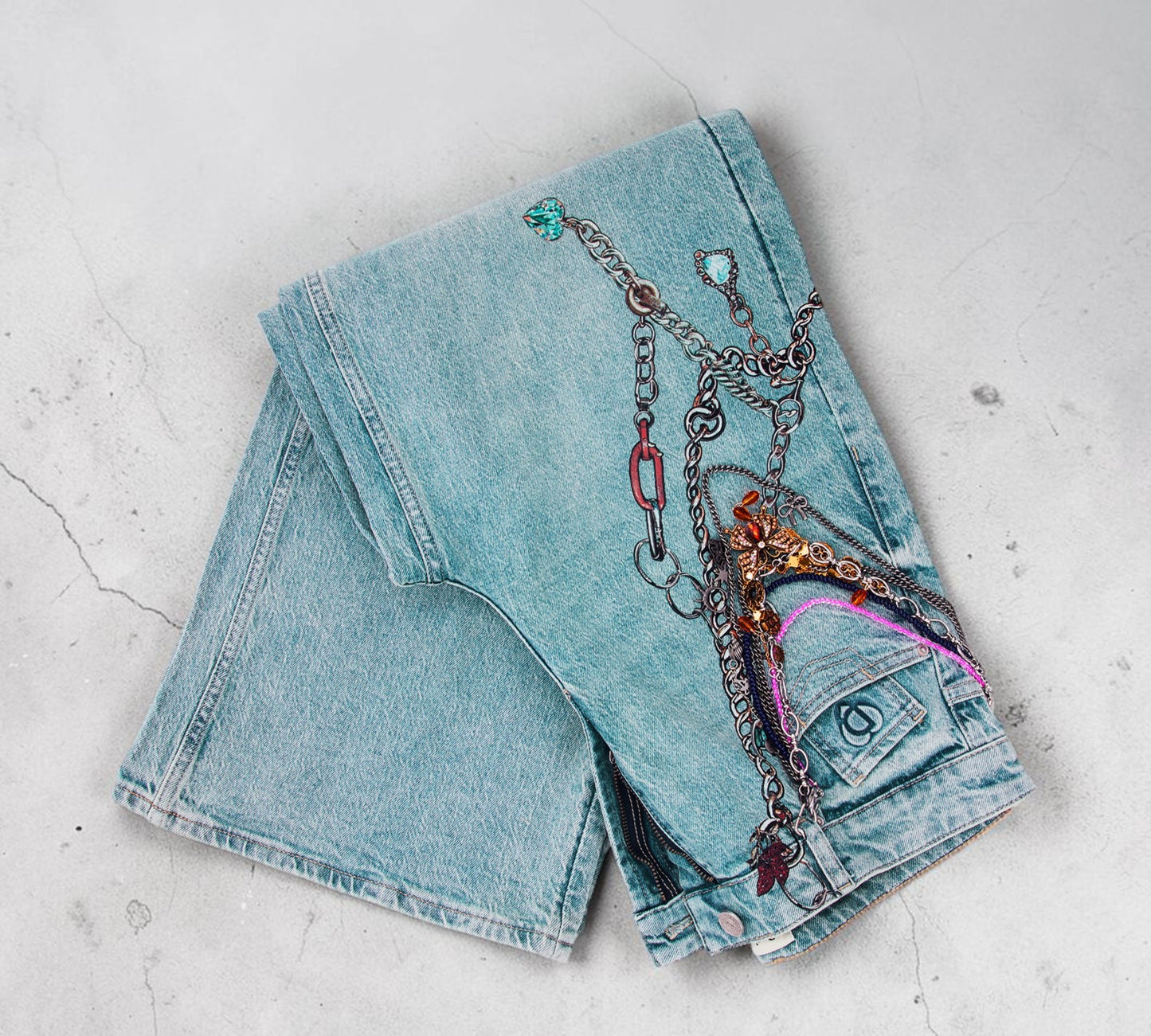 Chain Embellished Wide Leg Jeans - Above the Crowd Boutique