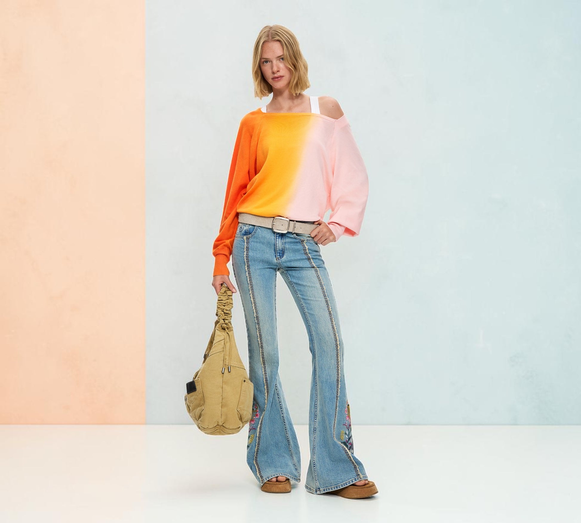 Floral Embroidered Flare Jeans - Above the Crowd Boutique