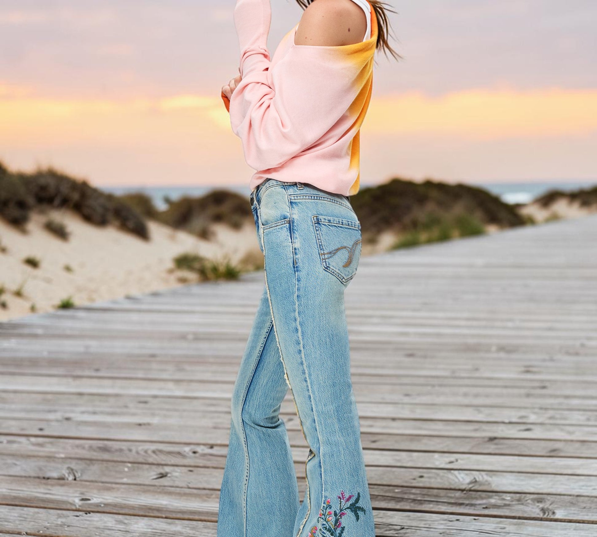 Floral Embroidered Flare Jeans - Above the Crowd Boutique