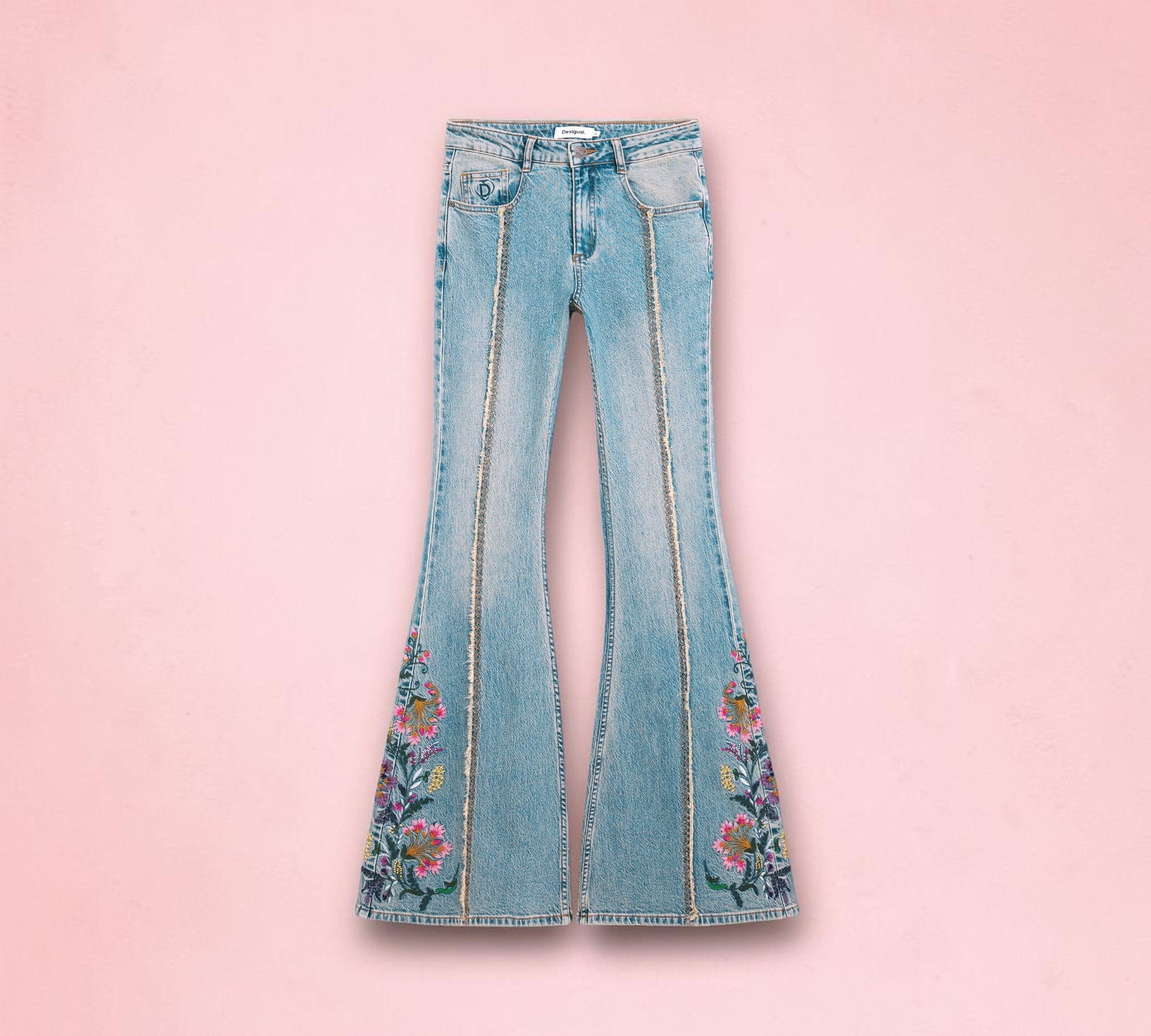 Floral Embroidered Flare Jeans - Above the Crowd Boutique