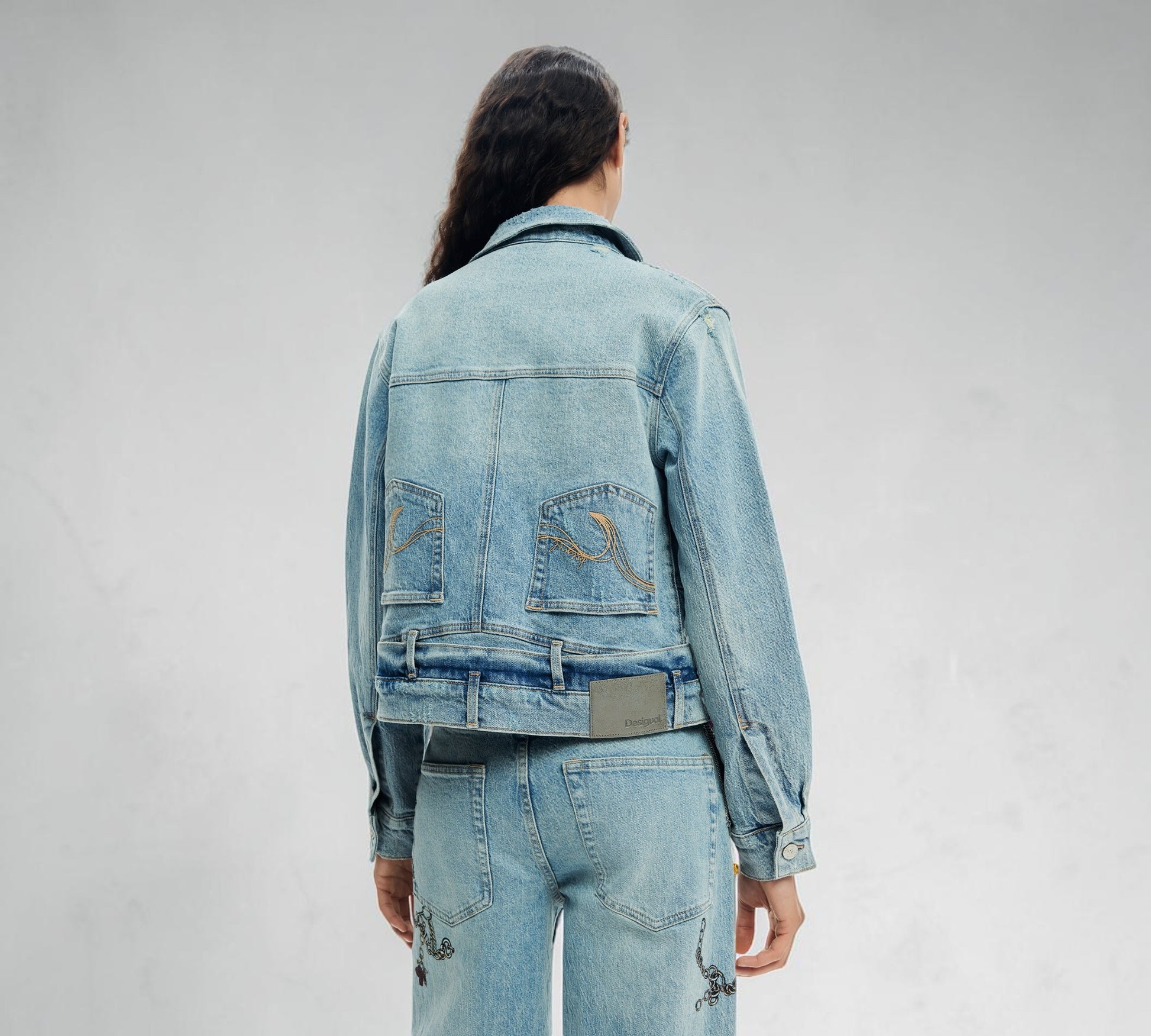 Embellished Denim Jacket with Layered Chain Detail - Above the Crowd Boutique