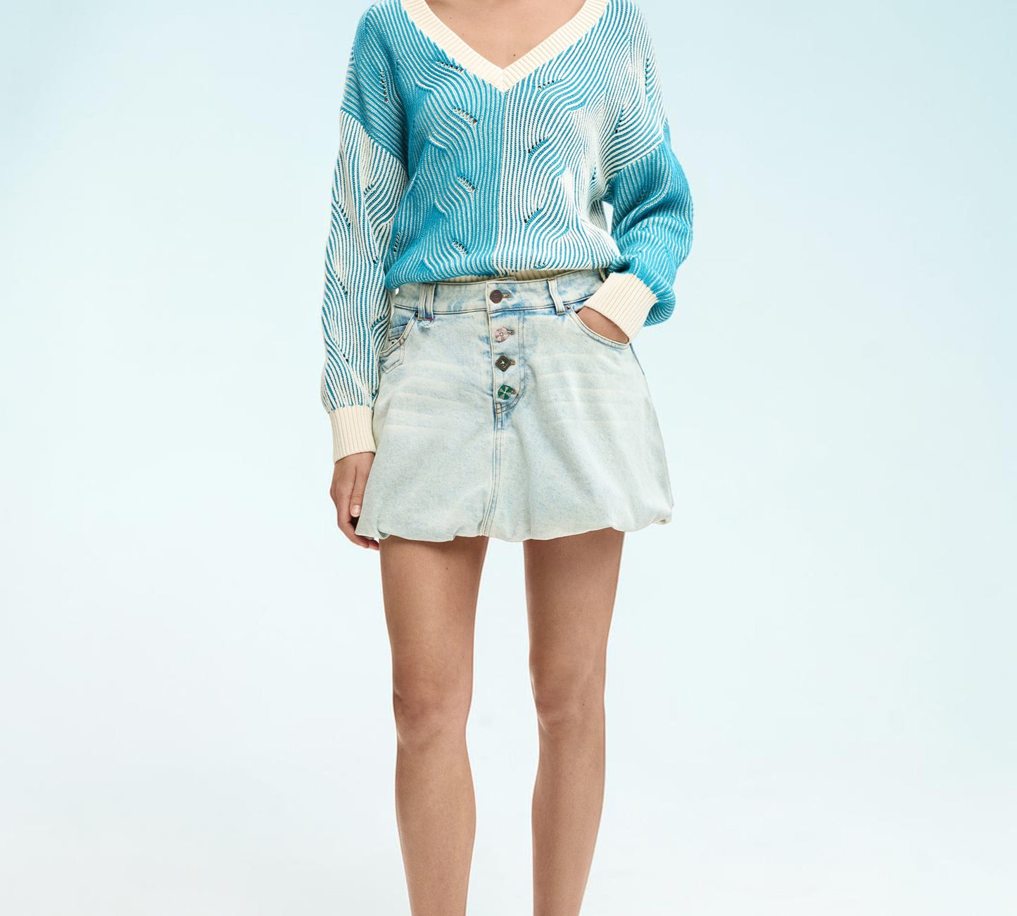 Denim Bubble Mini Skirt - Above the Crowd Boutique