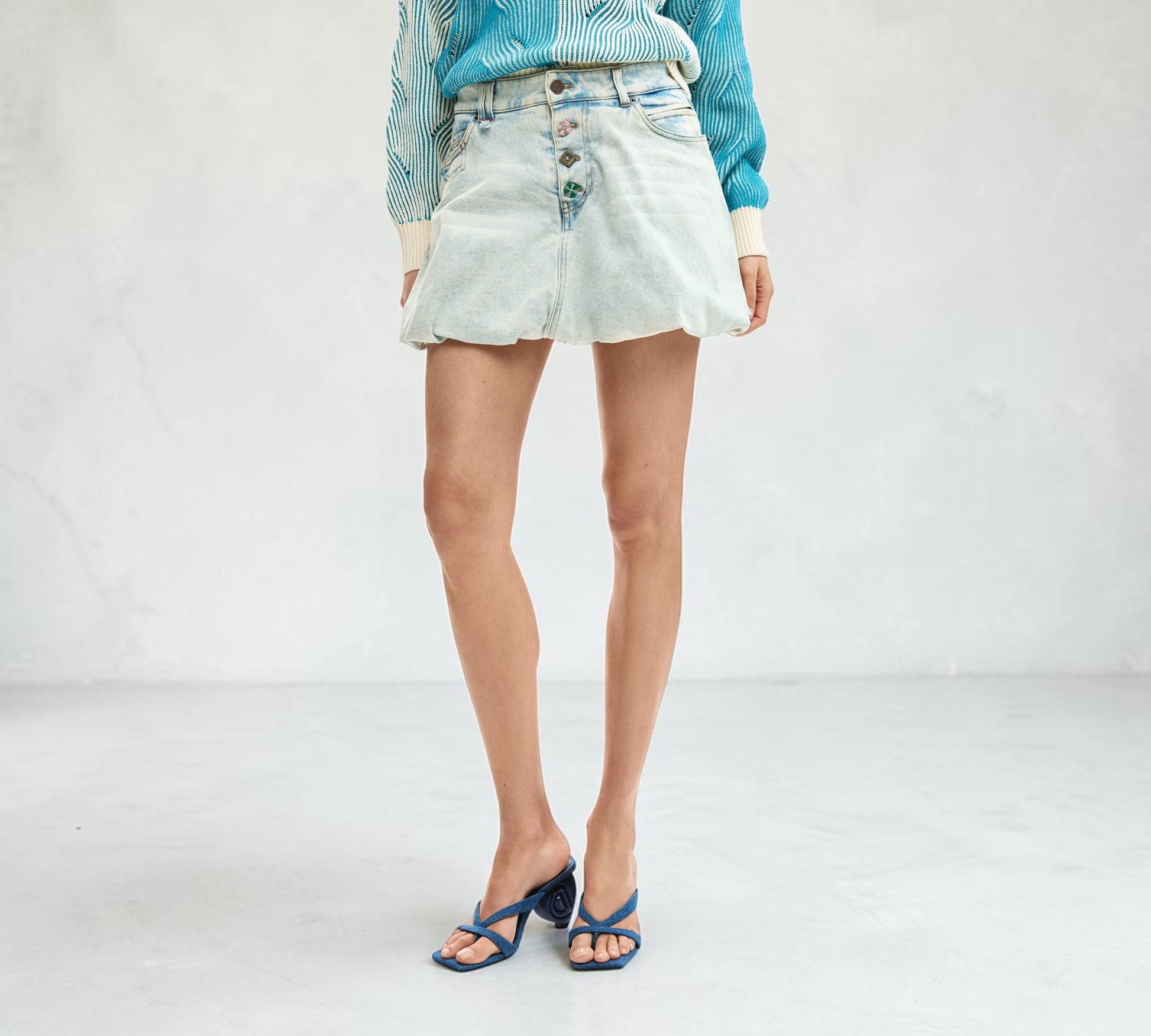 Denim Bubble Mini Skirt - Above the Crowd Boutique
