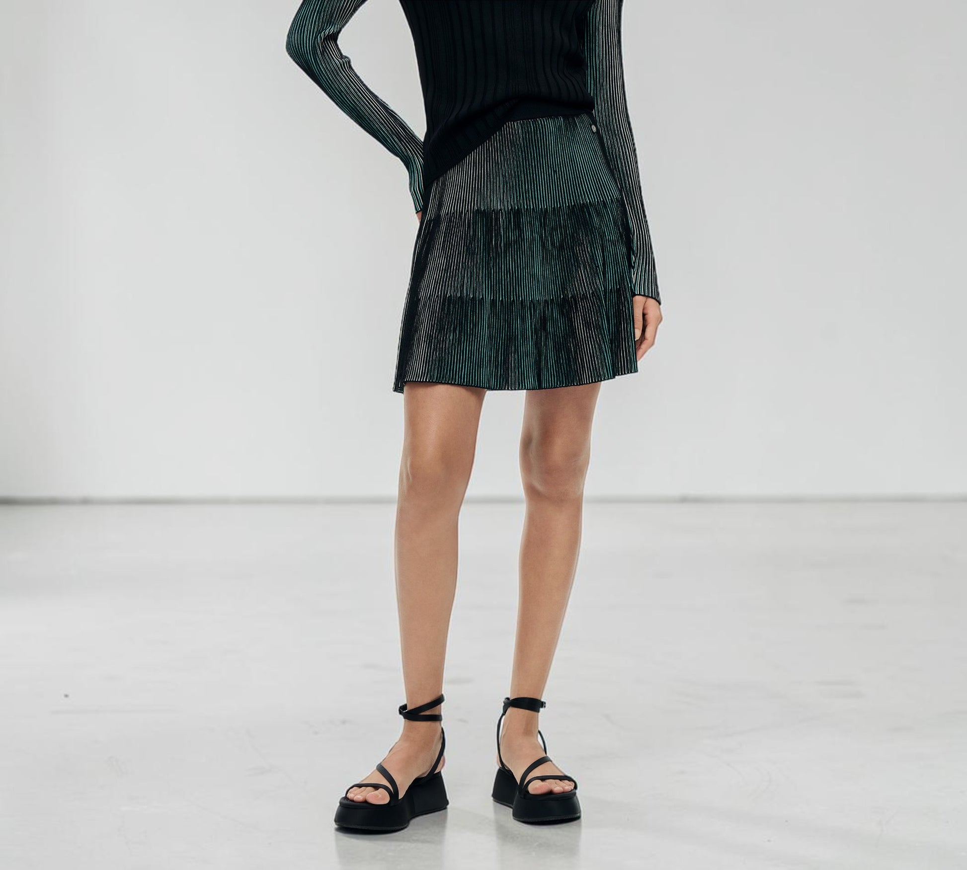Metallic Pleated Tiered Mini Skirt - Above the Crowd Boutique