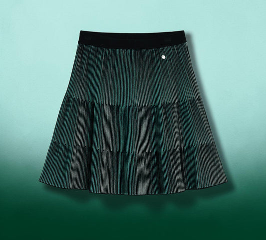 Metallic Pleated Tiered Mini Skirt - Above the Crowd Boutique