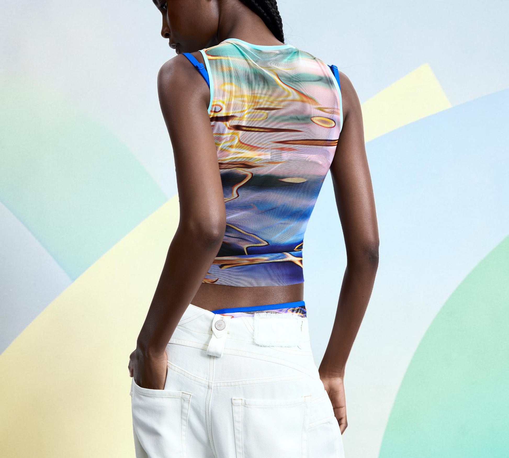 Abstract Floral Mesh Tank Top - Above the Crowd Boutique