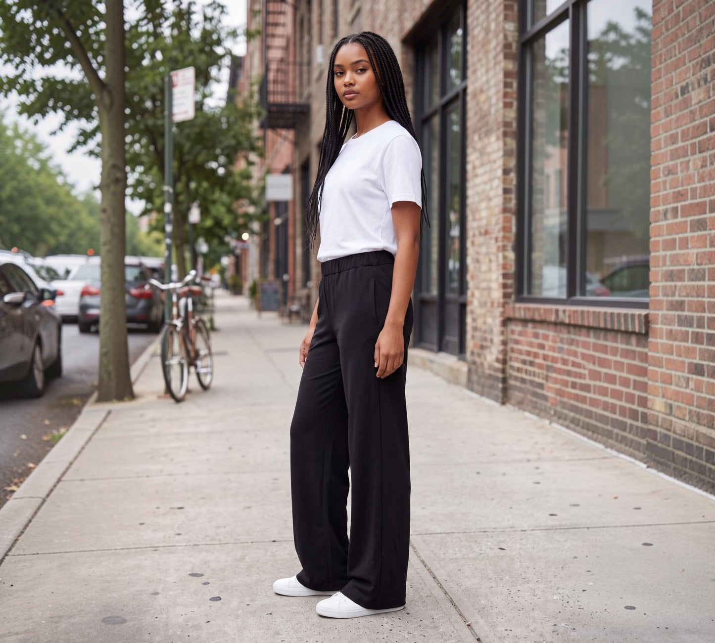 Black Relaxed Wide-Leg Drawstring Pants - Above the Crowd Boutique
