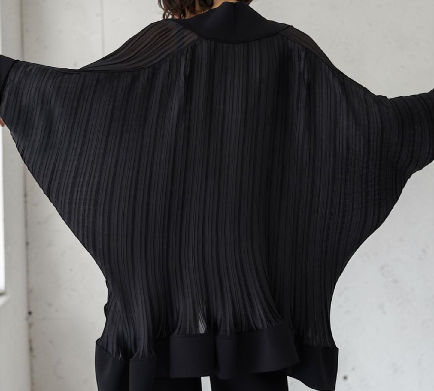 Black Pleated Batwing Cape Jacket - Above the Crowd Boutique
