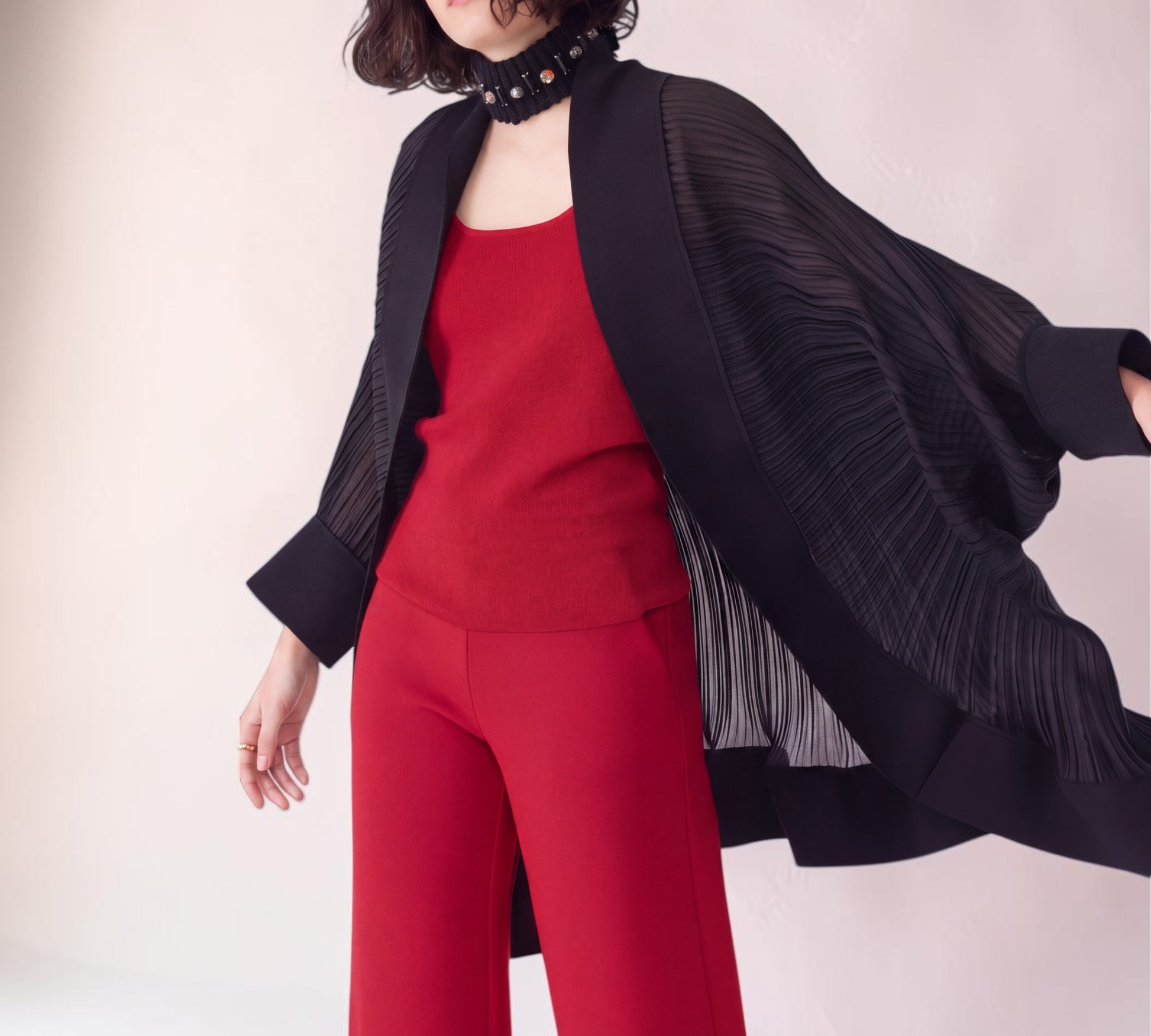 Black Pleated Batwing Cape Jacket - Above the Crowd Boutique