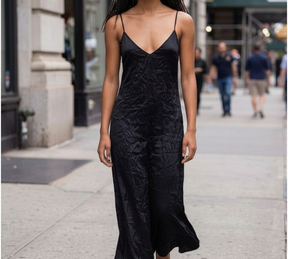 Black Crinkled Satin Slip Maxi Dress  Above the Crowd Boutique