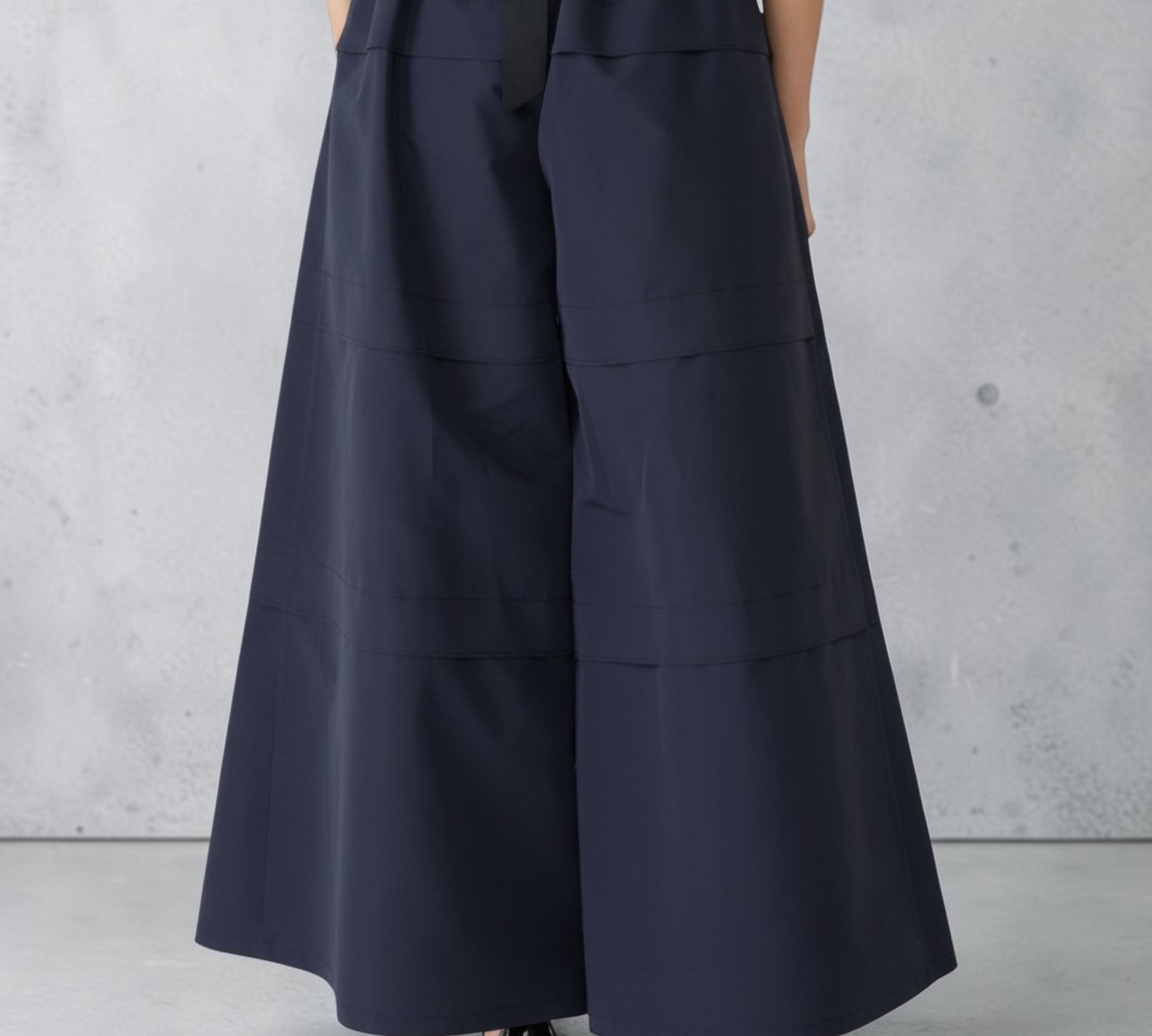 Navy Architectural Wide-Leg Pants with Layered Panel Detailing - Above the Crowd Boutique
