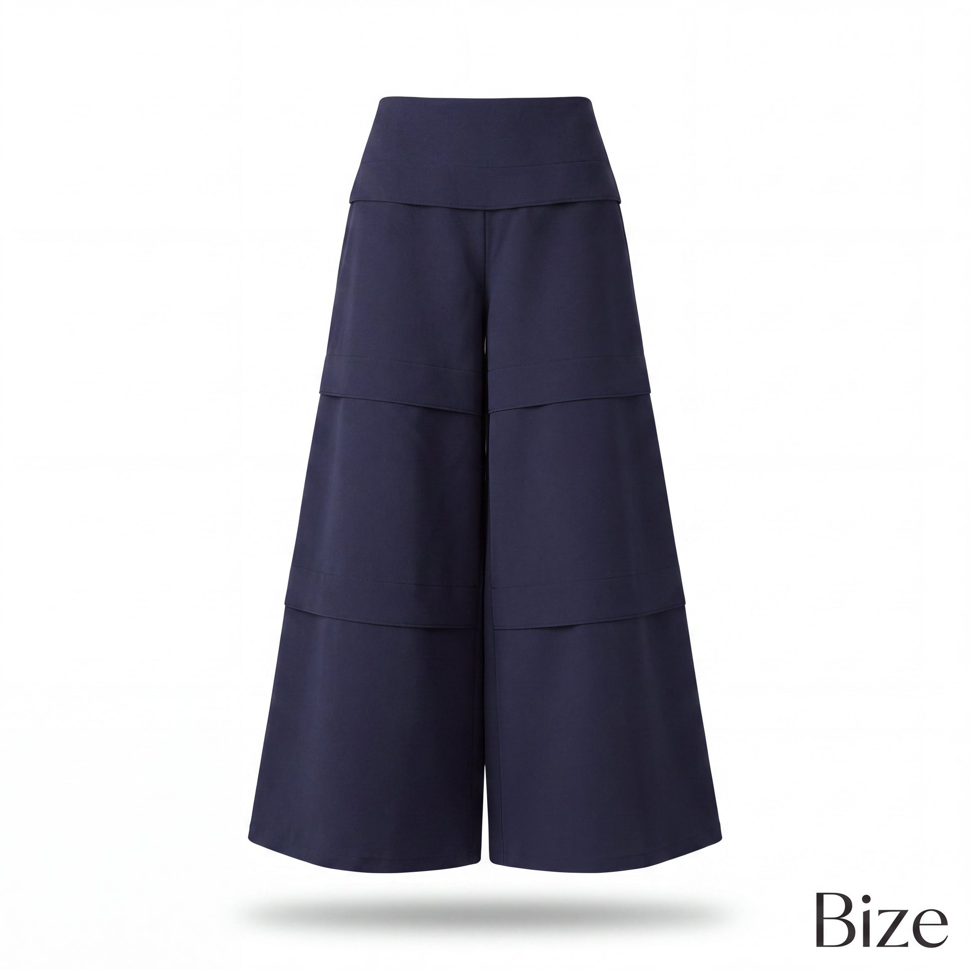 Navy Architectural Wide-Leg Pants with Layered Panel Detailing - Above the Crowd Boutique
