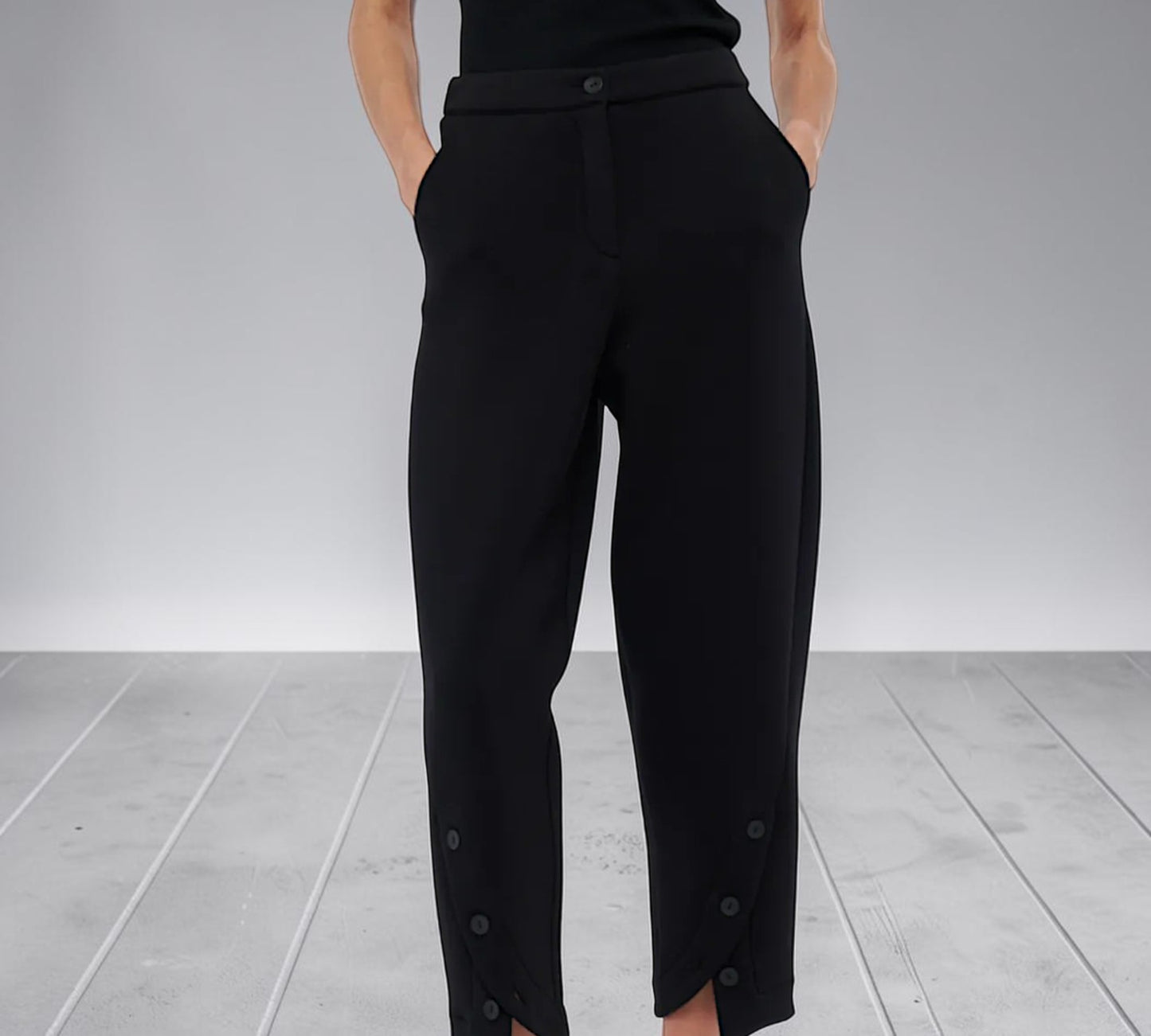 Black Button-Hem Tapered Ankle Pants - Above the Crowd Boutique