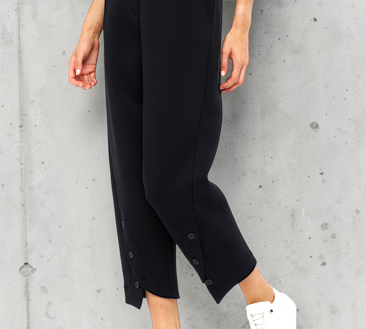 Black Button-Hem Tapered Ankle Pants - Above the Crowd Boutique