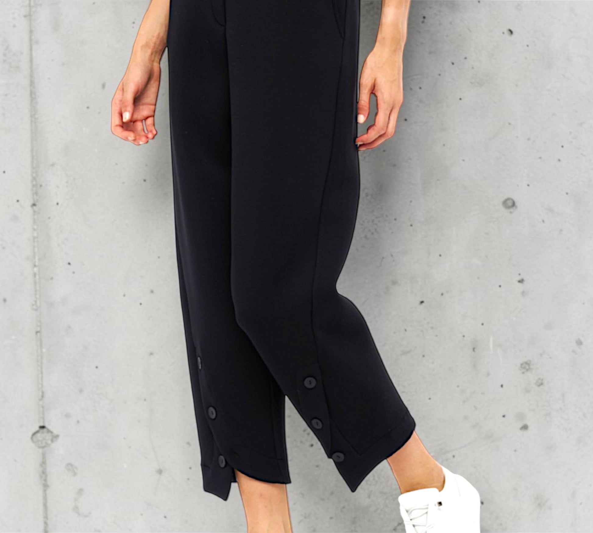 Black Button-Hem Tapered Ankle Pants - Above the Crowd Boutique