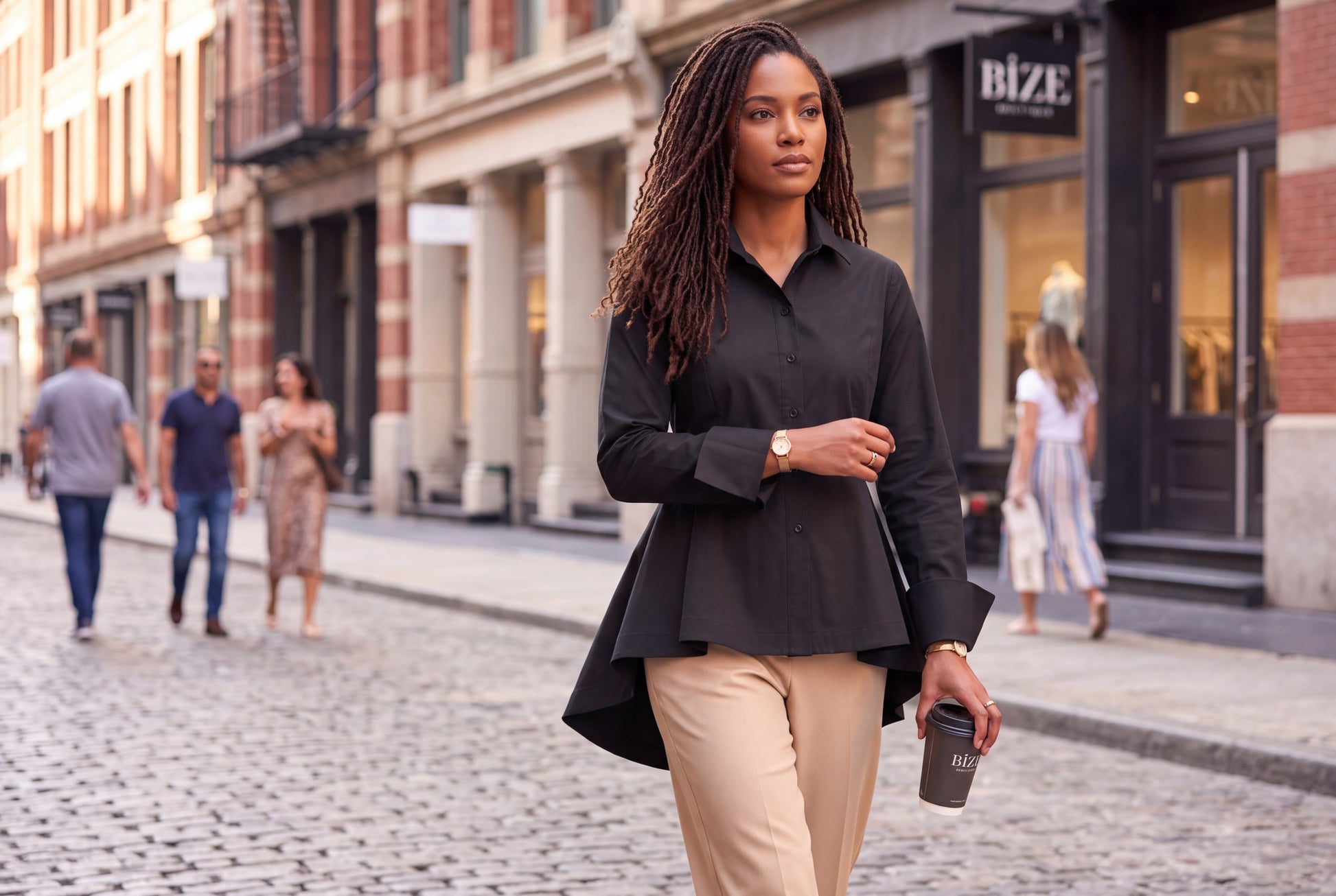 Black Sculptural High-Low Peplum Button-Down Shirt - Above the Crowd Boutique 