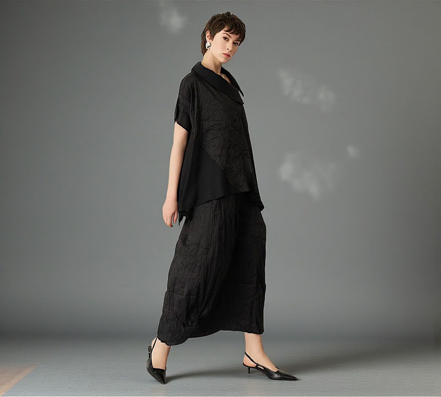 Bize Asymmetric Crinkle Blouse - Above the Crowd Boutique