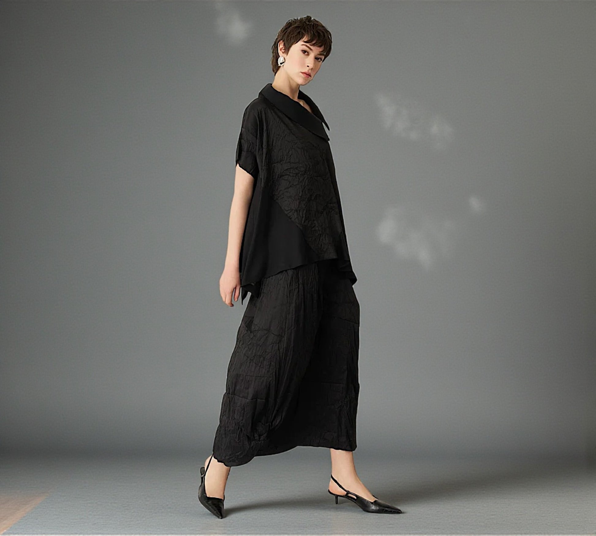 Bize Asymmetric Crinkle Blouse - Above the Crowd Boutique