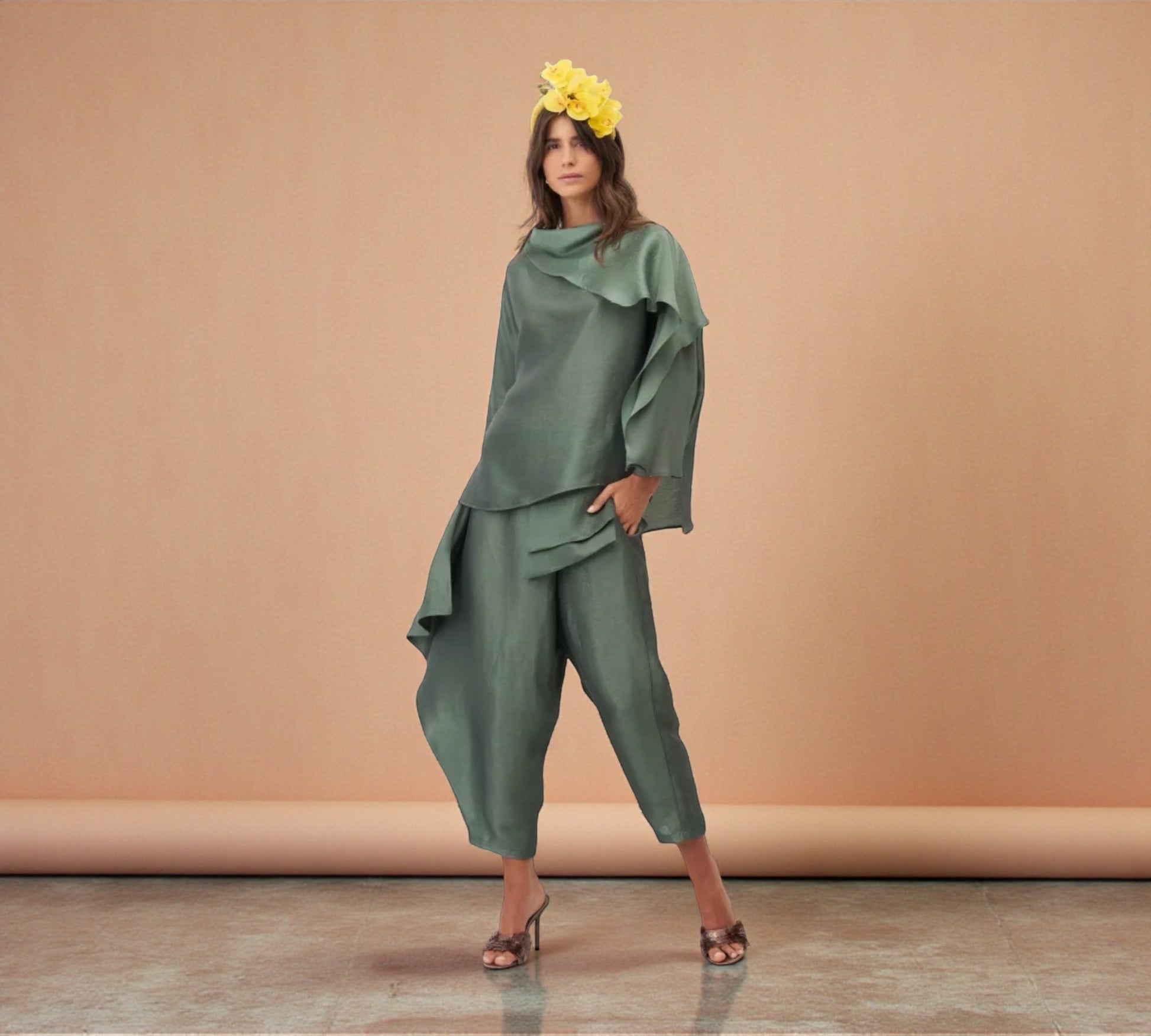 Bize Draped Satin Blouse - Above the Crowd Boutique