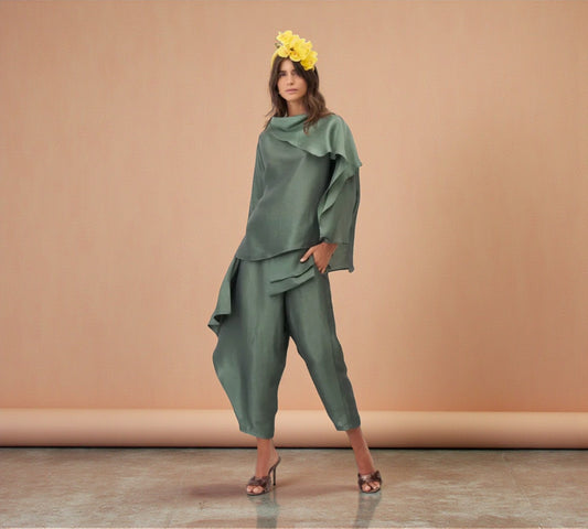 Bize Draped Satin Blouse - Above the Crowd Boutique