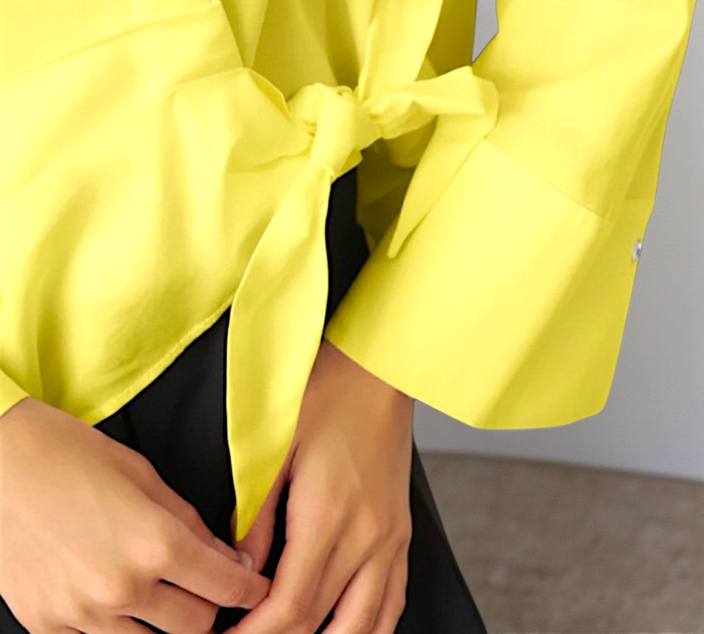 Bize Statement Yellow Blouse with Open Sleeve Detail & Side Tie - Above the Crowd Boutique
